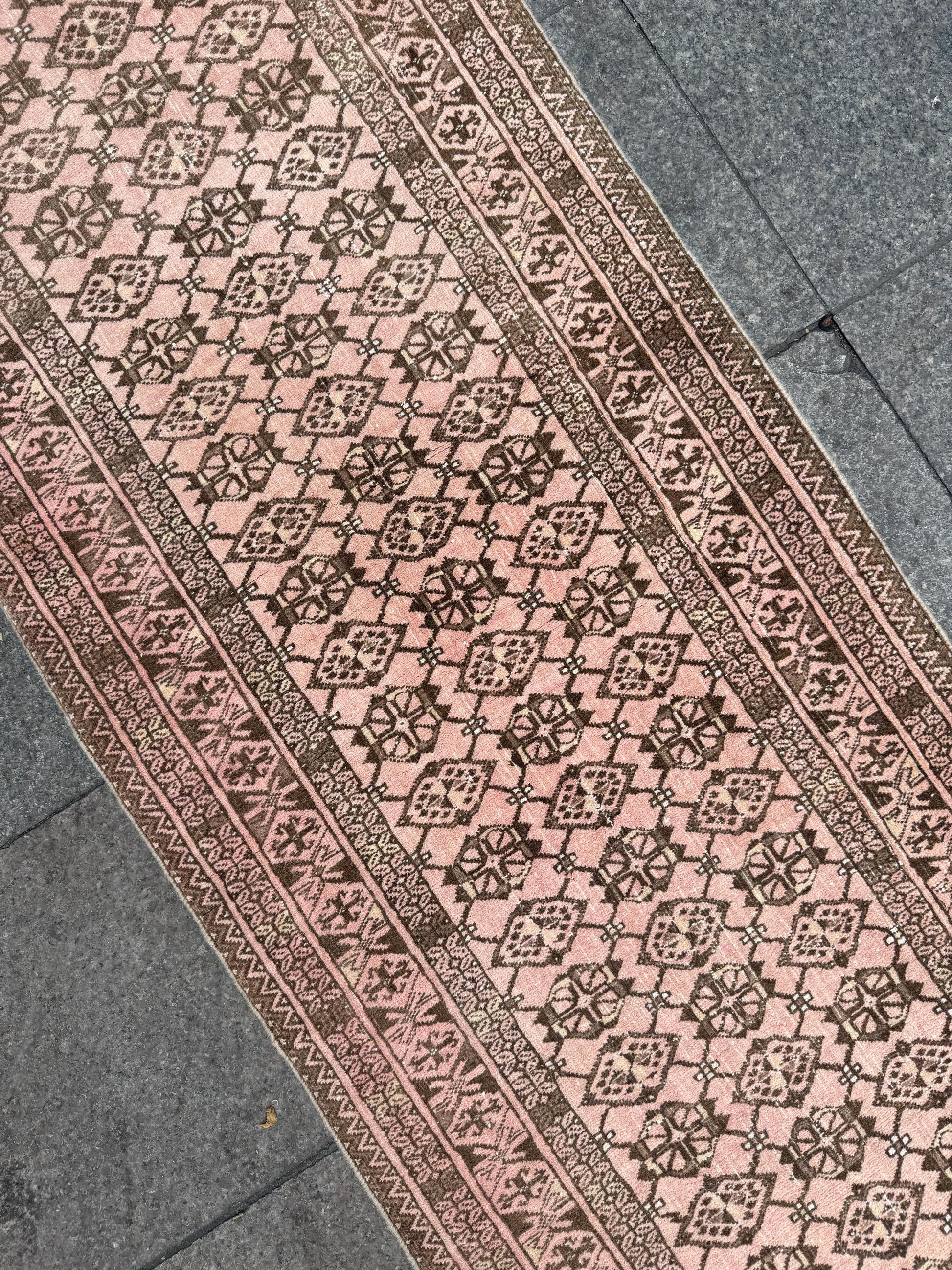 2'6"x9' feet Vintage Anatolian Wool Runner Rug,Floral Decoritive Beige Runner ,135