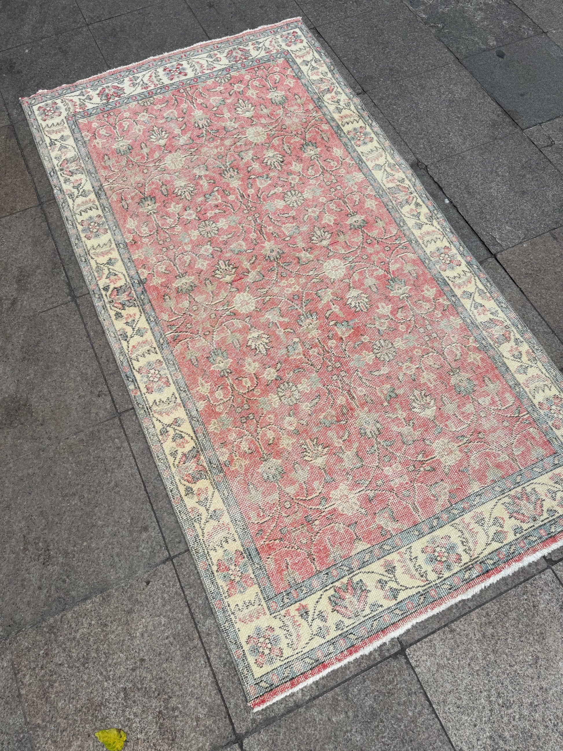 3'8"x6'11" feet Vintage Turkish Anatolian Rug,Brick Color Rug,475