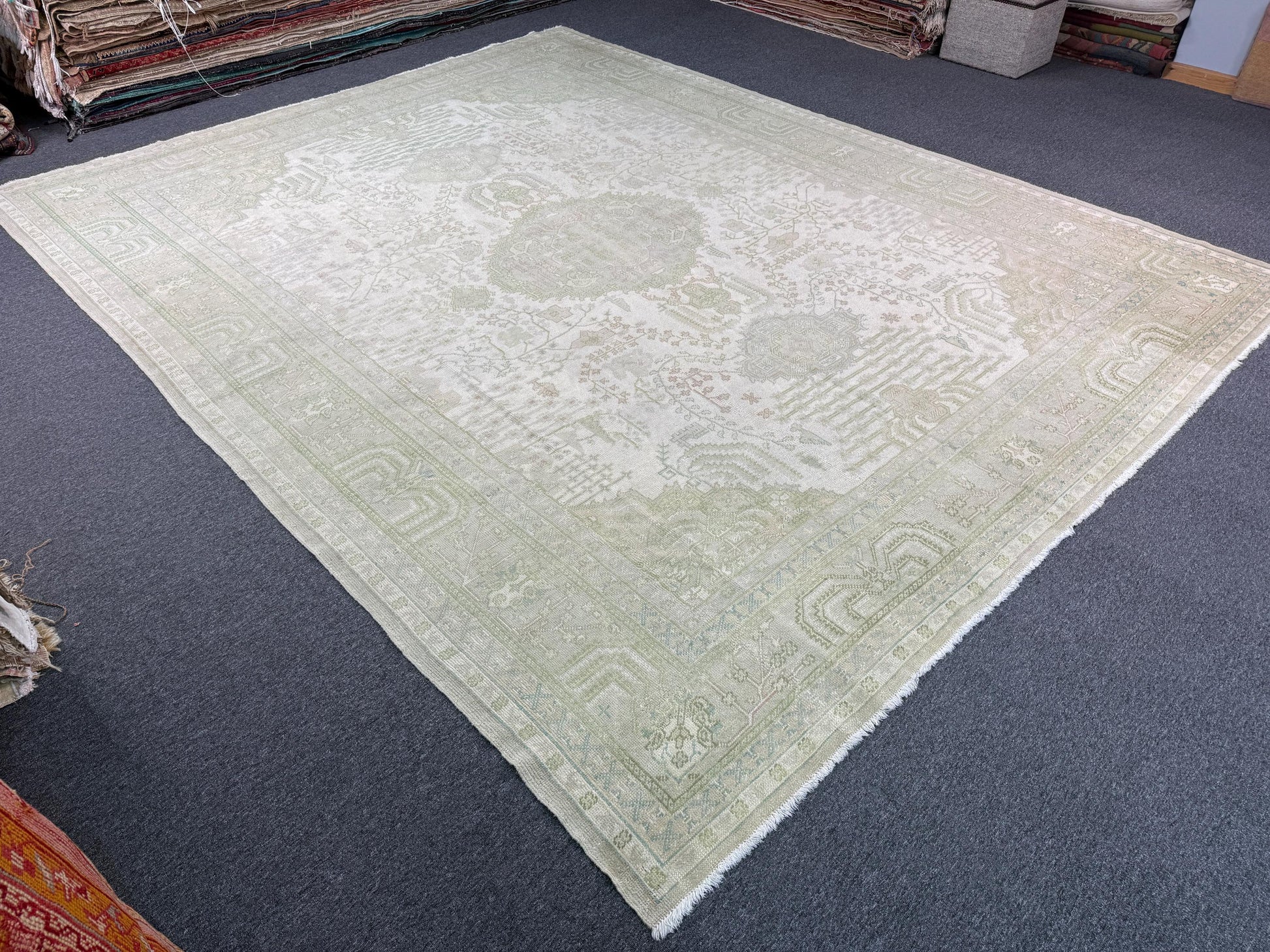 10'4"x13' feet Turkish Oushak Rug,Beige Color Rug,110