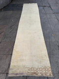 2'10"x12'4" feet Vintage Anatolian Wool Runner Rug,Floral Decoritive Beige Rug ,951