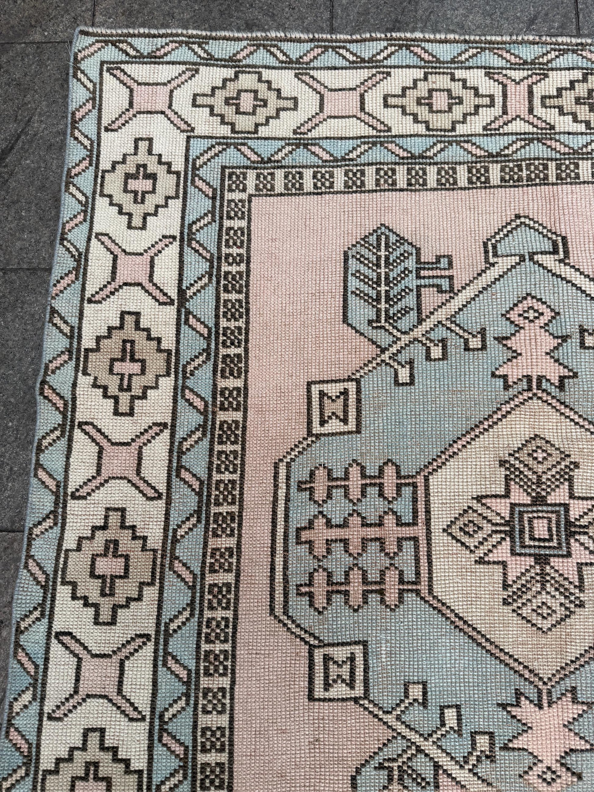 5'x8' feet Vintage Anatolian Wool Rug,Floral Decoritive Pink Rug ,371