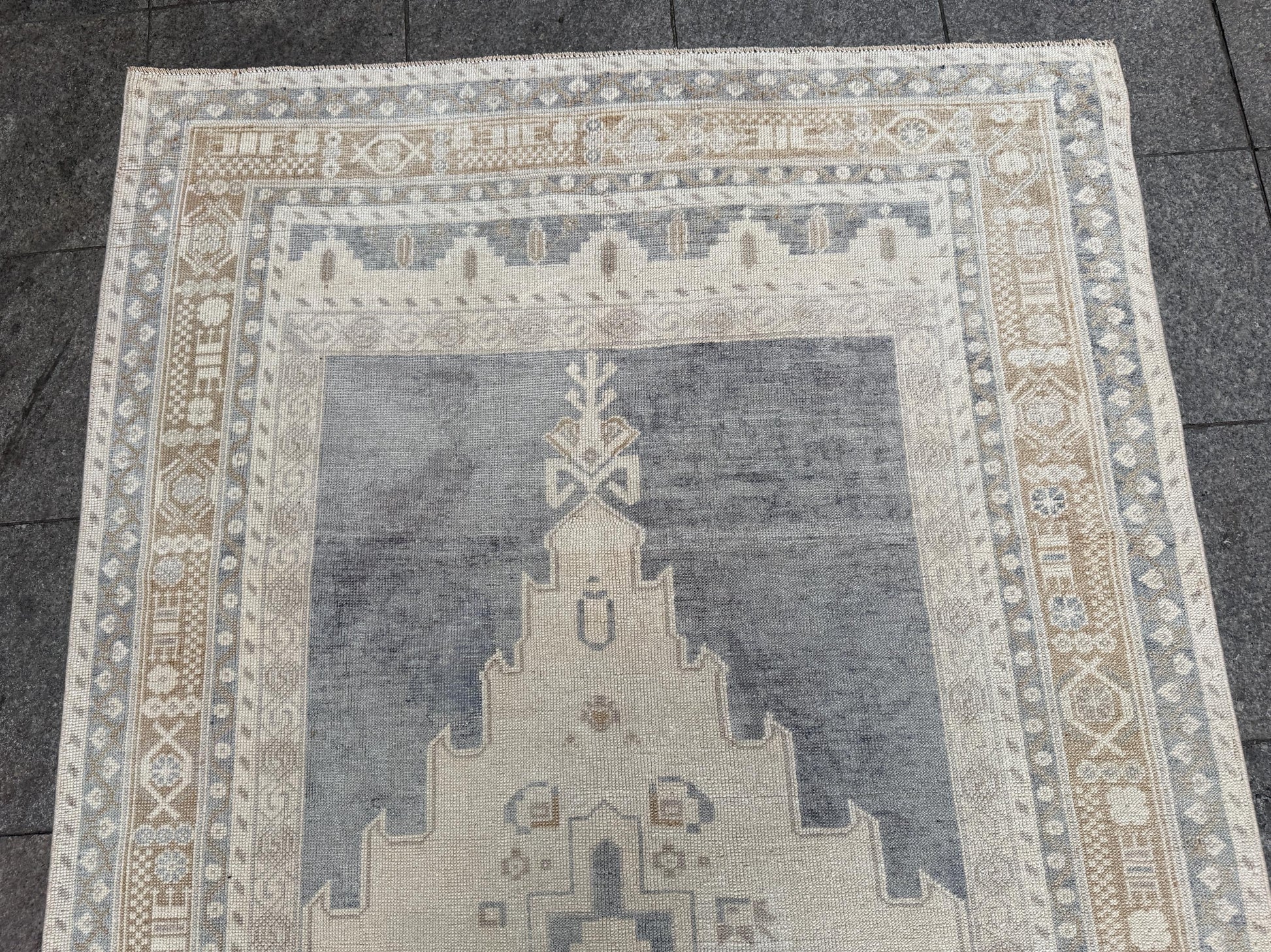 4'10"x9'2" feet Vintage Turkish Anatolian Rug,Blue Color Floral Rug,794