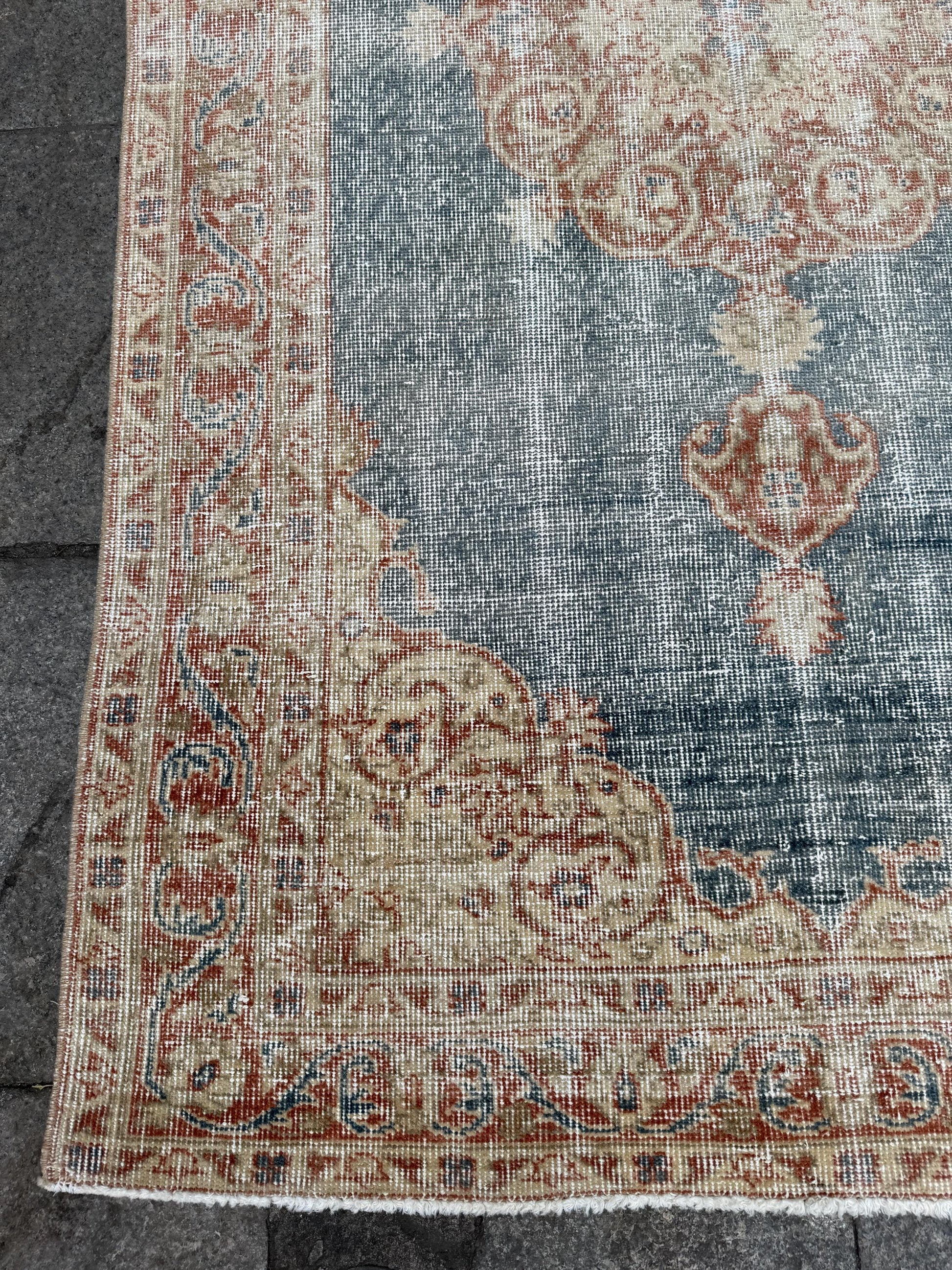 3'8"x6'5" feet Vintage Anatolian Wool Rug,Floral Decoritive Blue Rug ,289