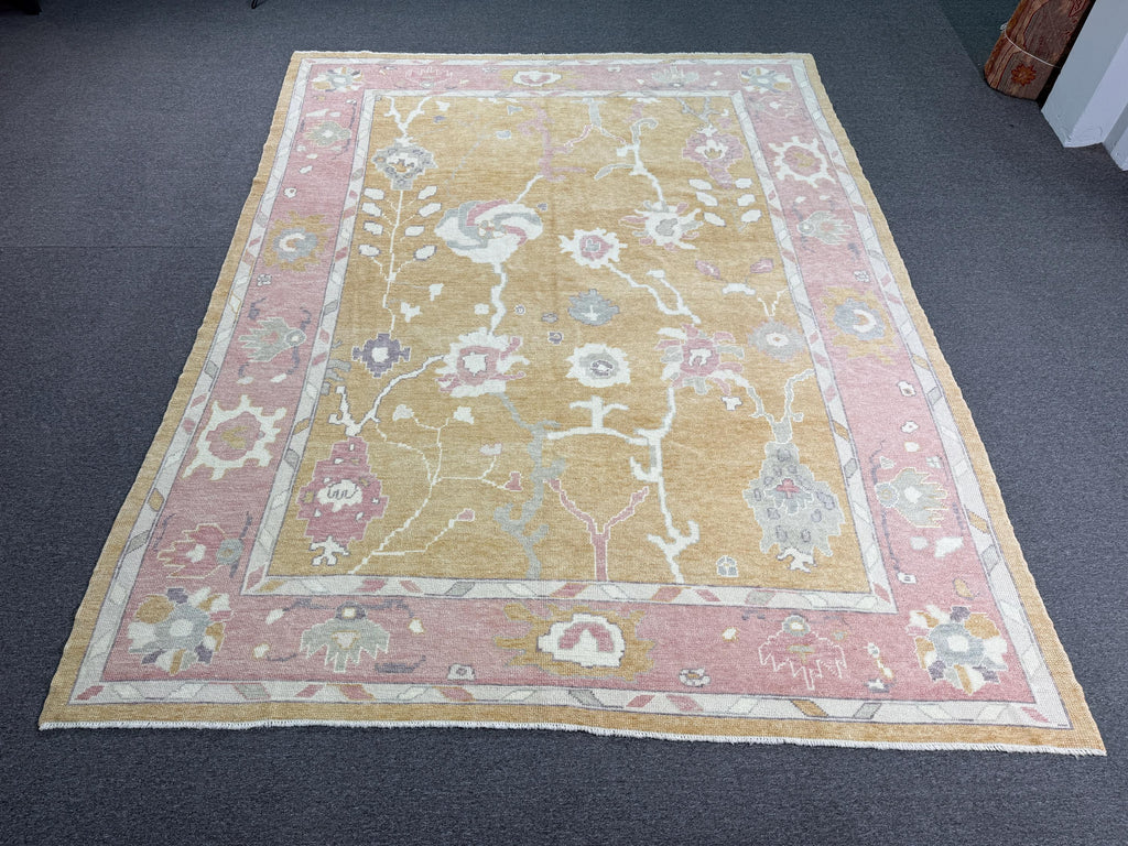9'2"x12' feet Turkish Oushak Rug,Yellow Color Rug,070