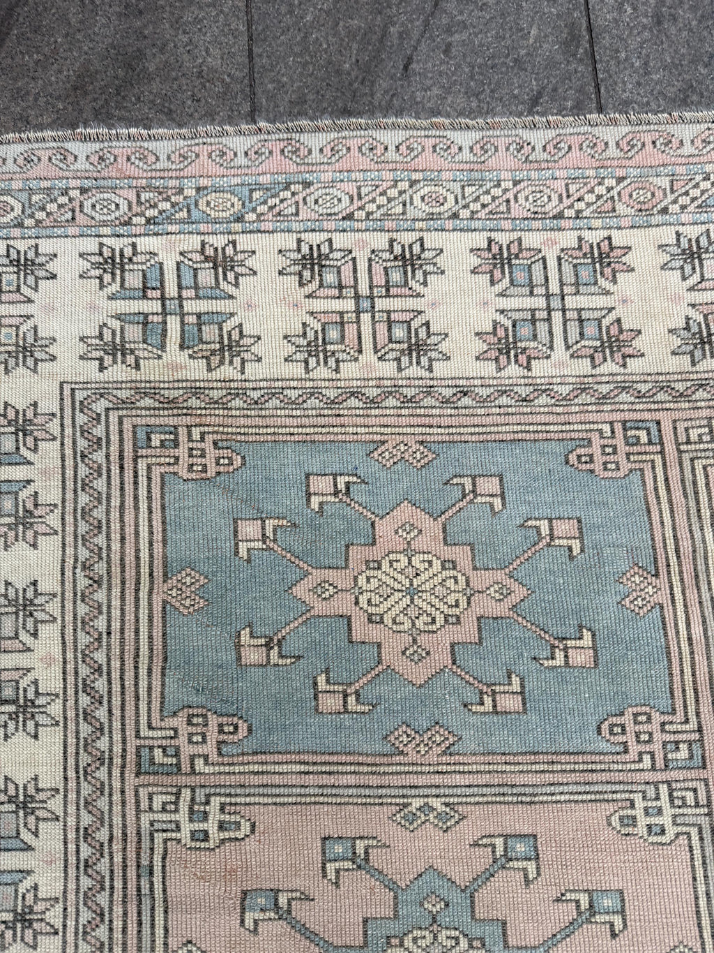 6'4"x8'1" feet Vintage Turkish Anatolian Rug,Pink and Blue Rug,914