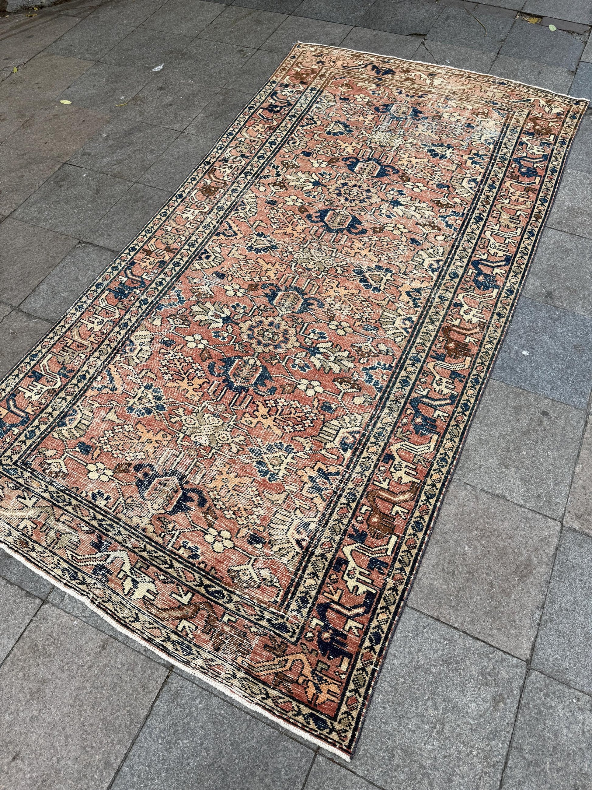 5'1"x9'8" feet Vintage Turkish Anatolian Rug,Brick Color Rug,017