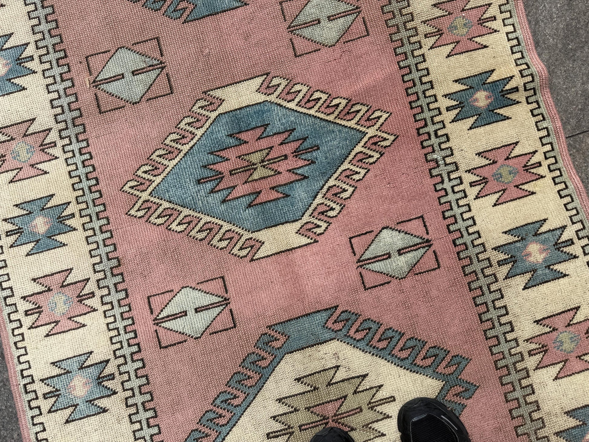 4'x6'3" feet Vintage Turkish Anatolian Rug,Brick color Geometric Rug,269