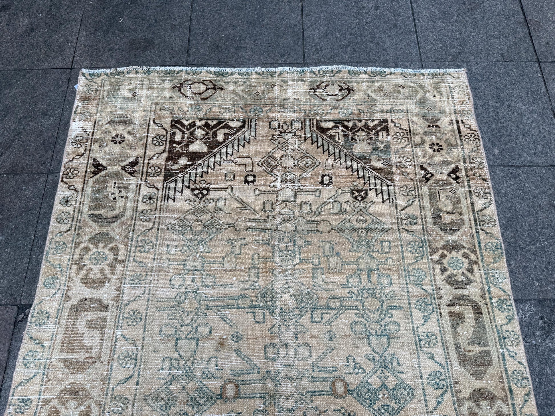 4'4"x6'11" feet Vintage Turkish Anatolian Rug,beige Floral Rug,130