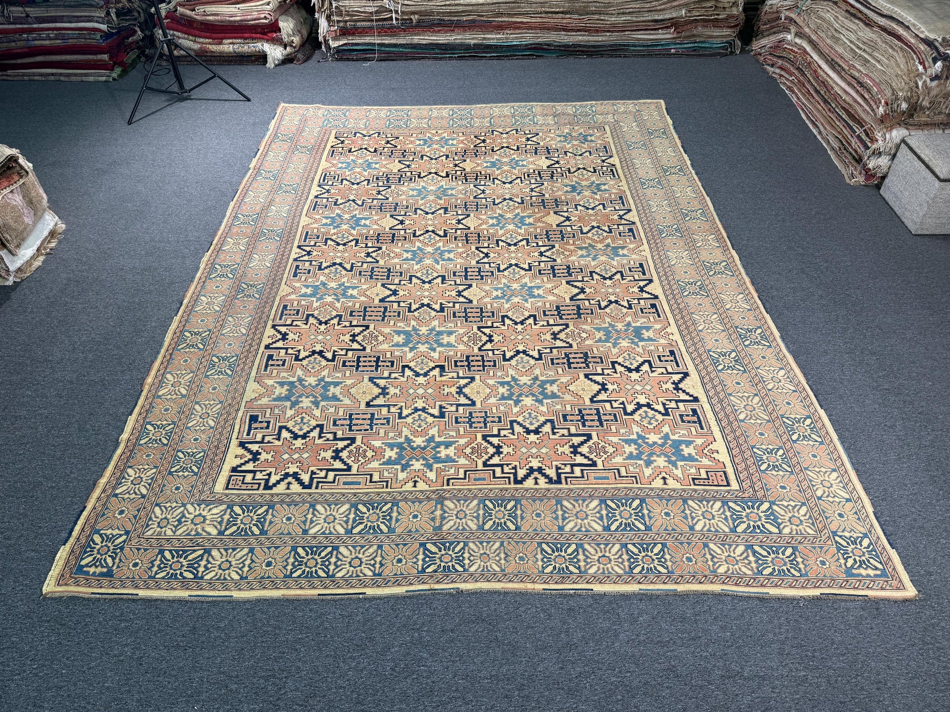 9'6"x12'10" feet Vintage Turkish Anatolian Sumaq Rug,Beige Color Rug,574