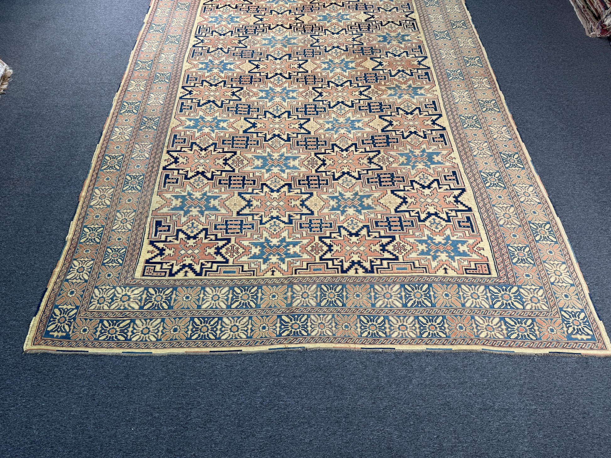 9'6"x12'10" feet Vintage Turkish Anatolian Sumaq Rug,Beige Color Rug,574
