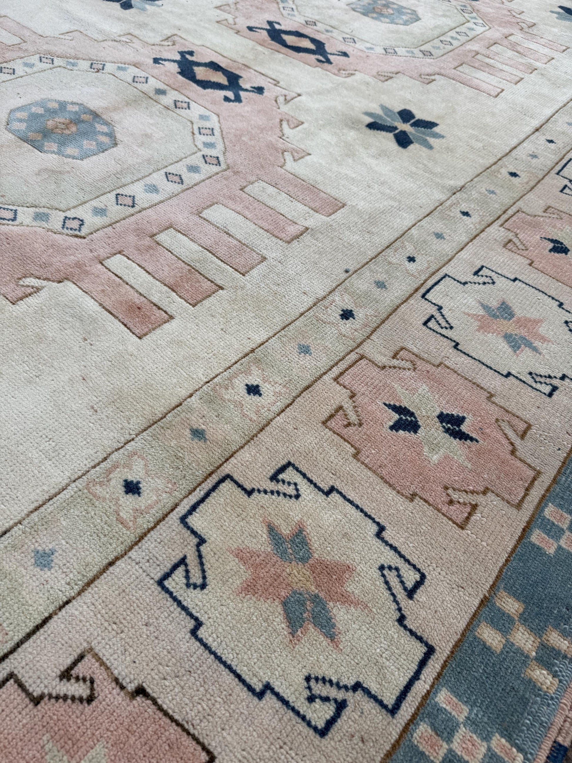 7'x10' feet Vintage Turkish Anatolian Rug,Beige Color Geometric Rug,370