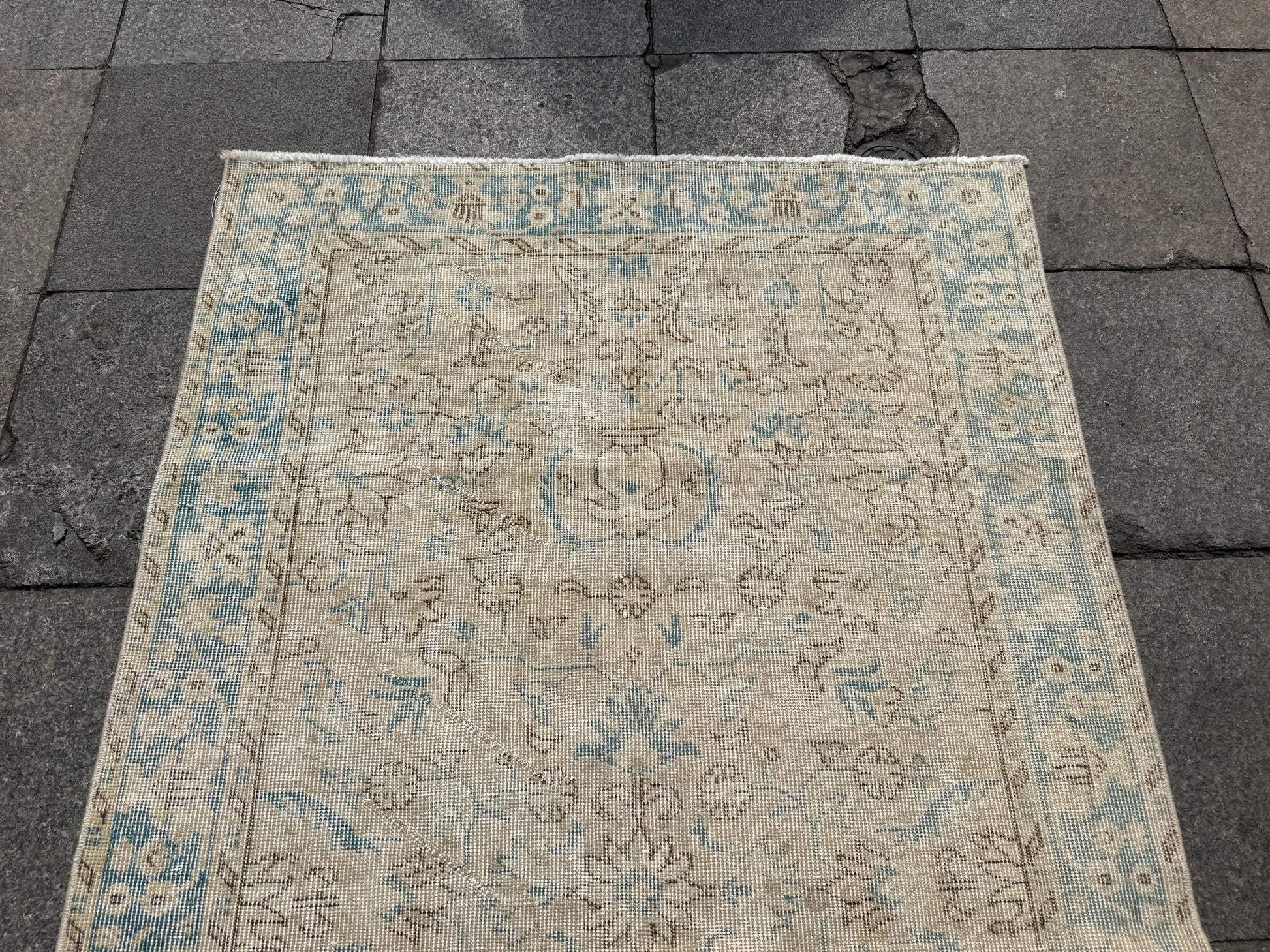 3'8"x6'8" feet Vintage Turkish Anatolian Rug,beige Floral Rug,344
