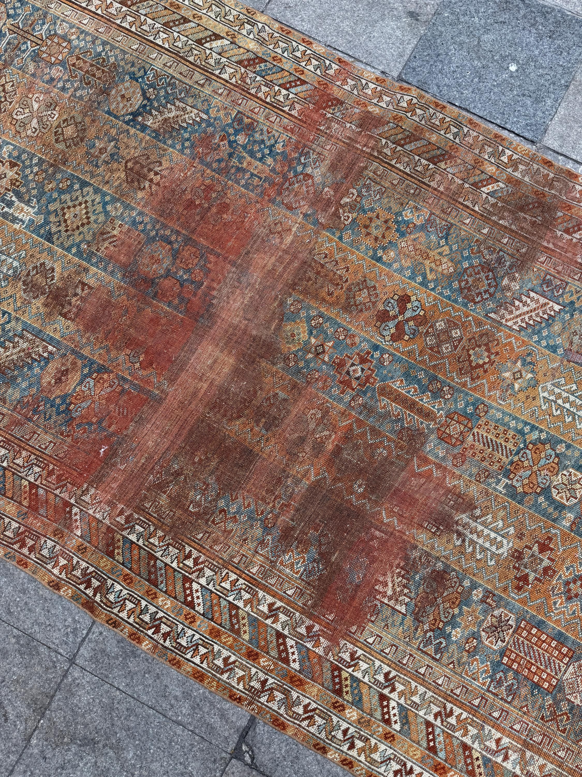 5'1"x9'2" feet Vintage Turkish Anatolian Rug,Brick Color Floral Rug,7026