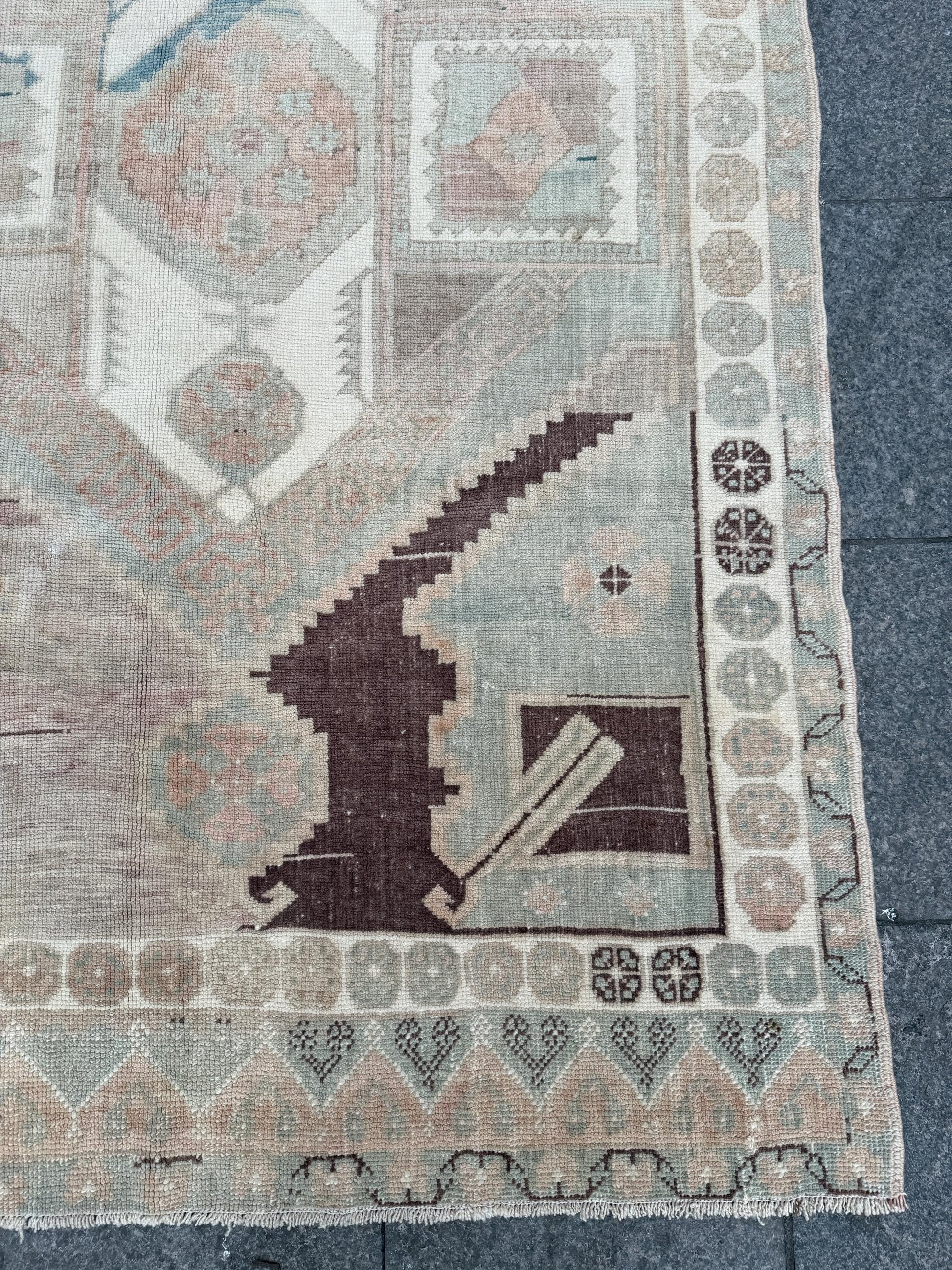 5'x8'4" feet Vintage Turkish Anatolian Rug,Brick Geometric Rug,88