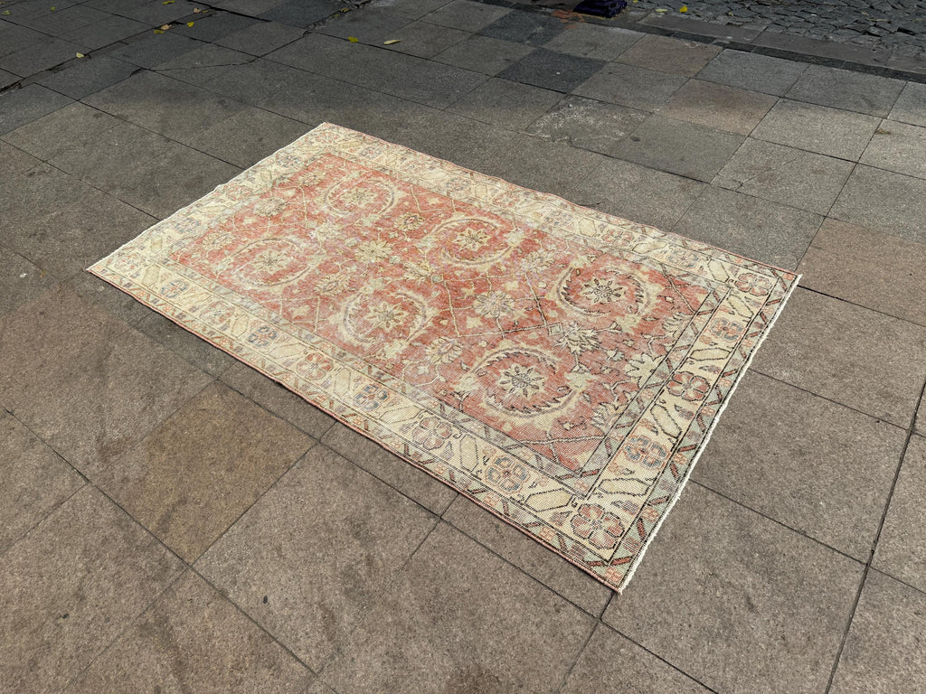 3'10"x6'7" feet Vintage Turkish Anatolian Rug,Brick Color Rug,465
