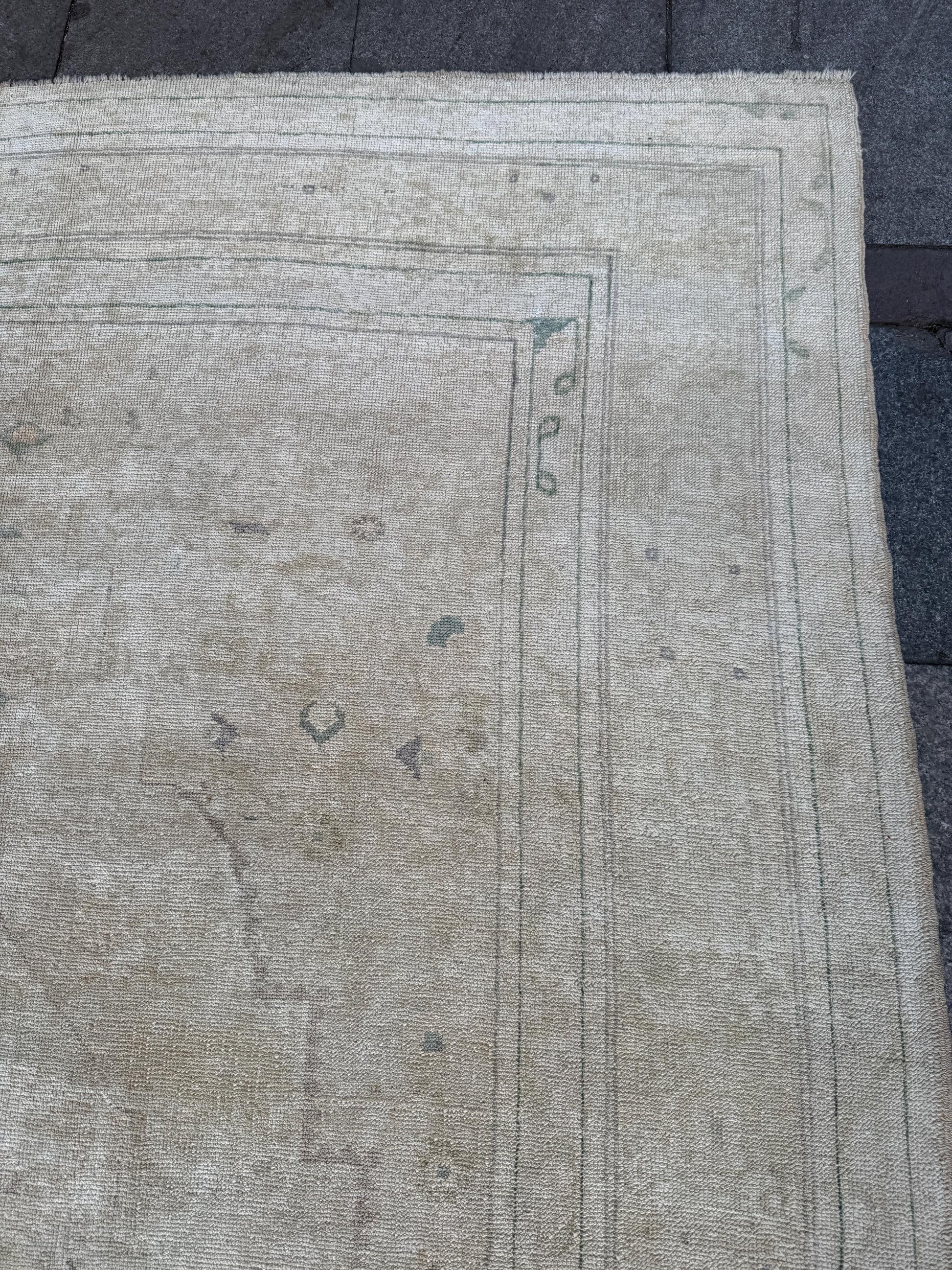 6'7"x11'2" feet Vintage Turkish Anatolian Rug,Beige Color Floral Rug,361