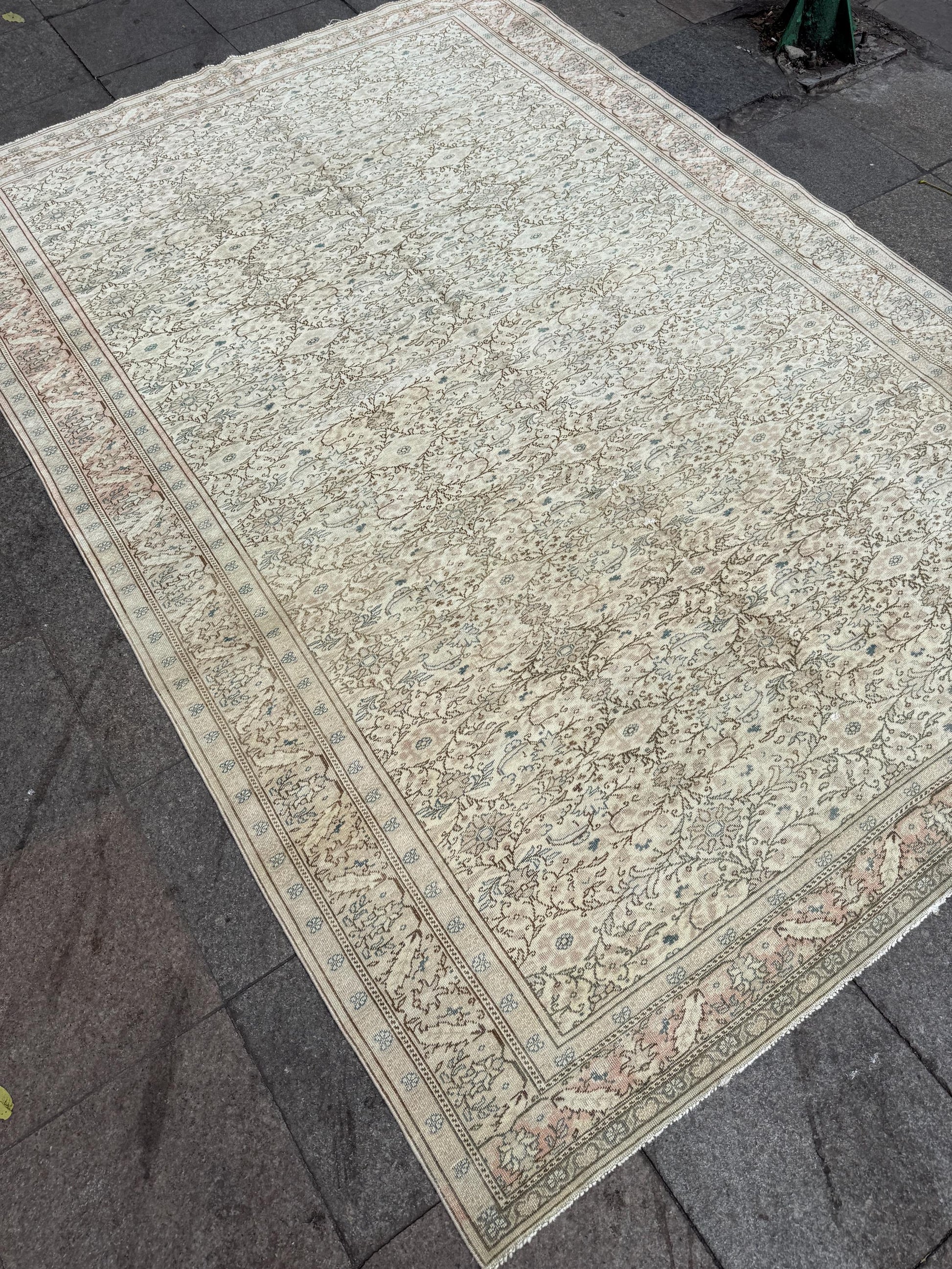 6'5"x9'4" feet Vintage Turkish Anatolian Rug,Beige Color Rug,430