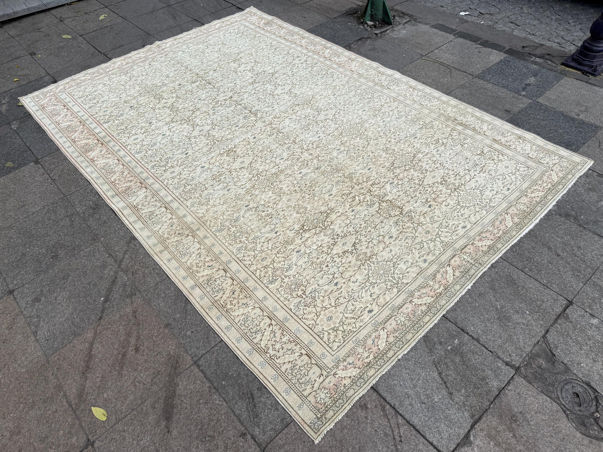 6'5"x9'4" feet Vintage Turkish Anatolian Rug,Beige Color Rug,430