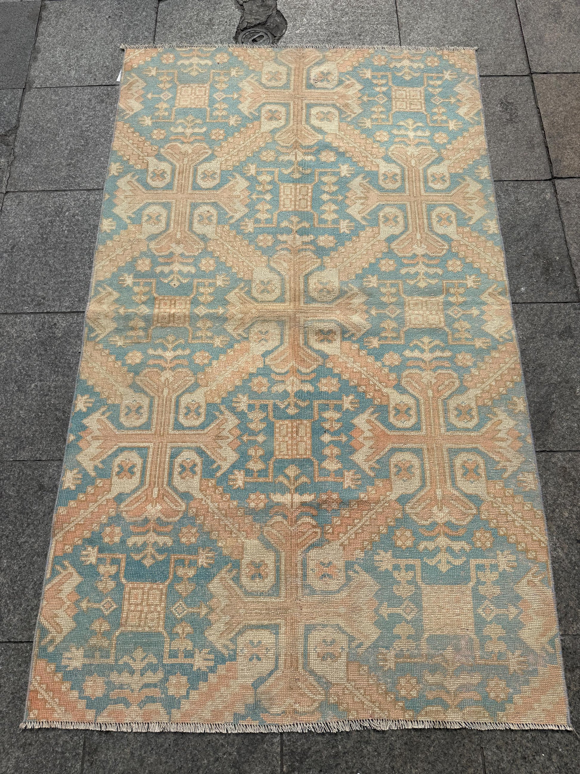 3'9"x6'3" feet  Vintage Turkish Anatolian Rug,Brick Color Rug,529