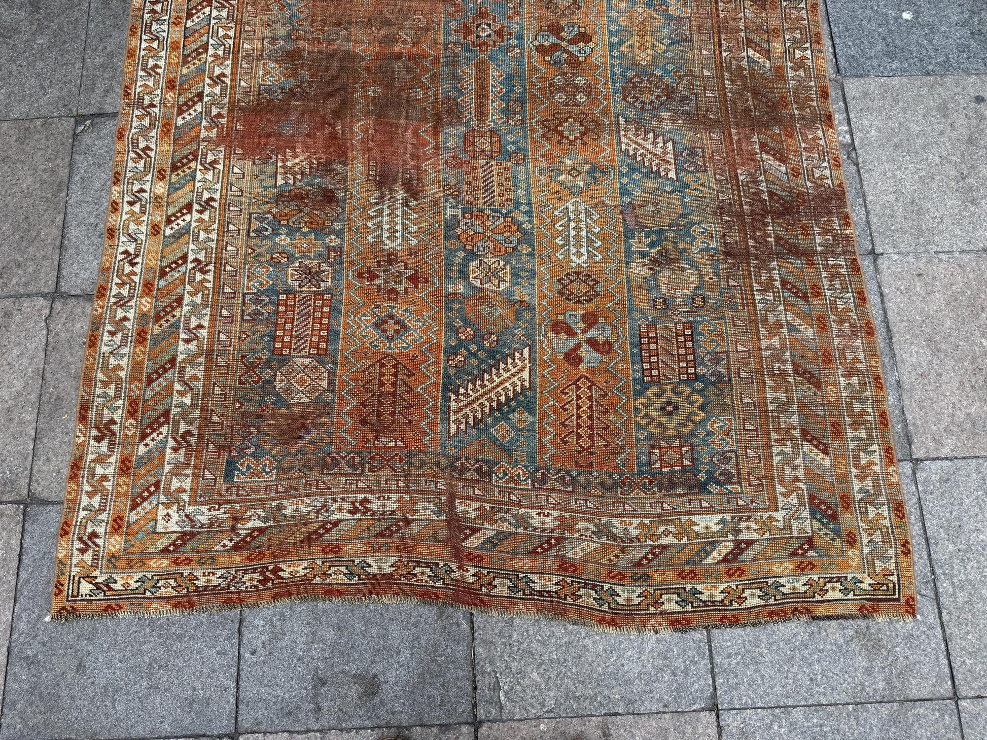 5'1"x9'2" feet Vintage Turkish Anatolian Rug,Brick Color Floral Rug,7026