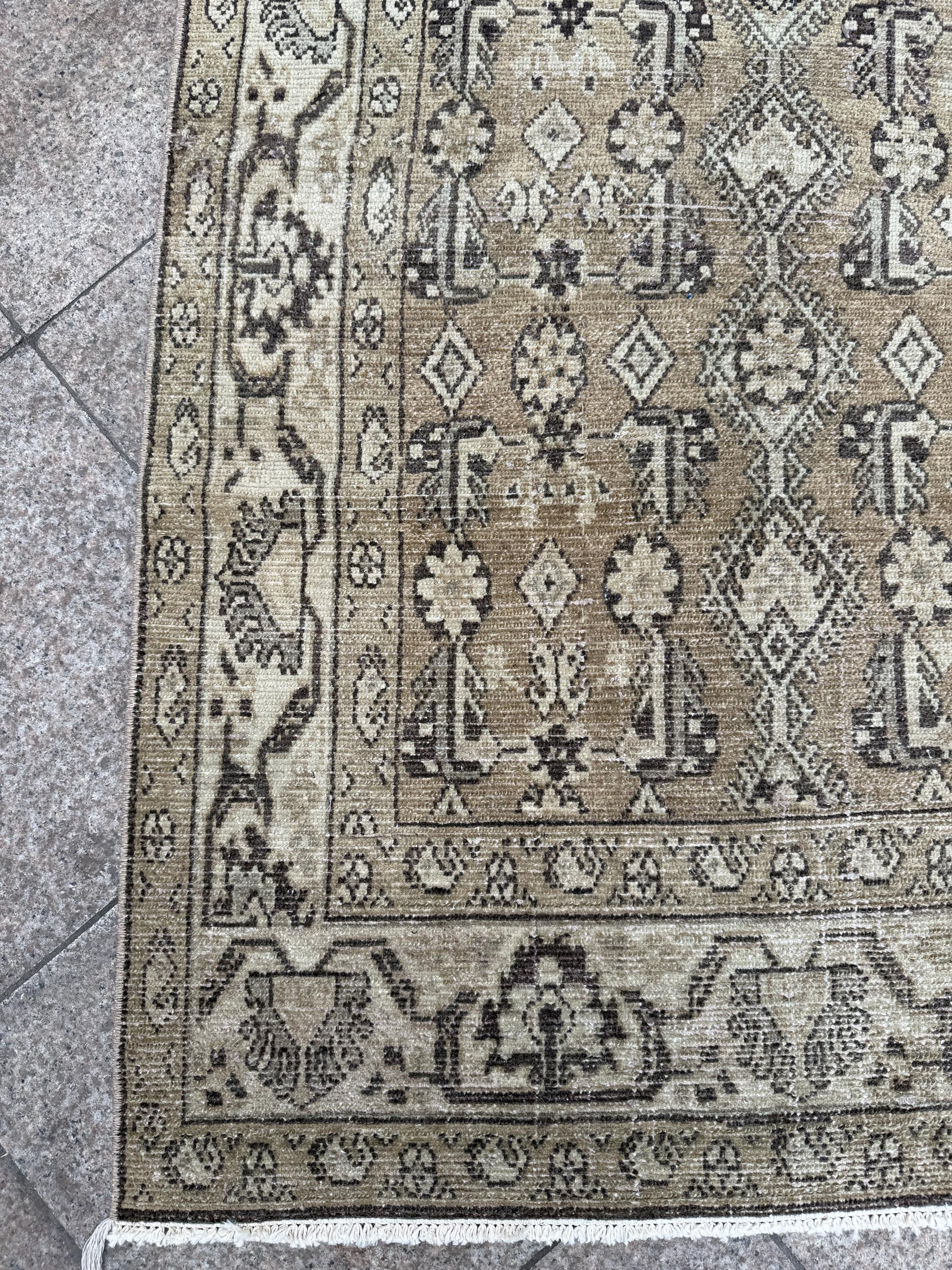 3'4"x13'1" feet Vintage Anatolian Wool Runner Rug,Natural Color Rug ,44