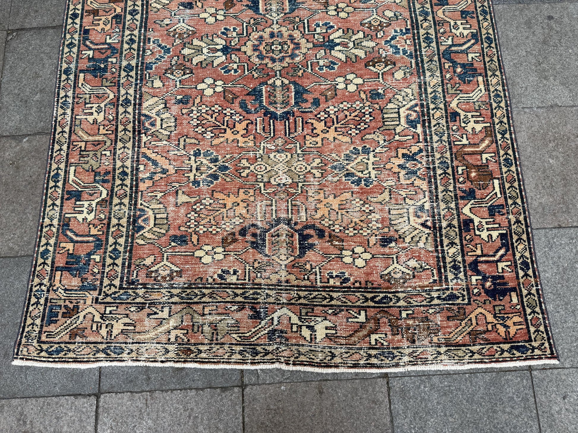 5'1"x9'8" feet Vintage Turkish Anatolian Rug,Brick Color Rug,017