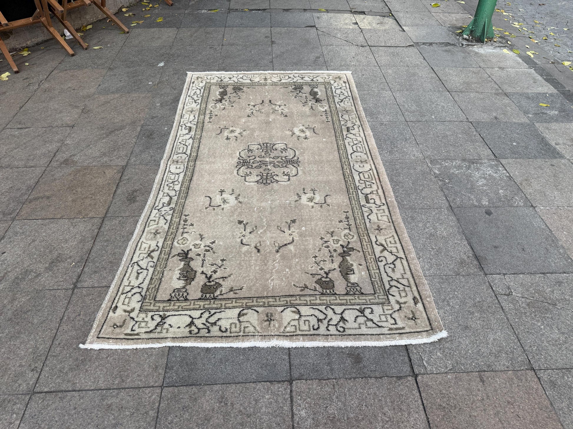 4'x7'1" feet Vintage Turkish Anatolian Rug,Gray Color Rug,466