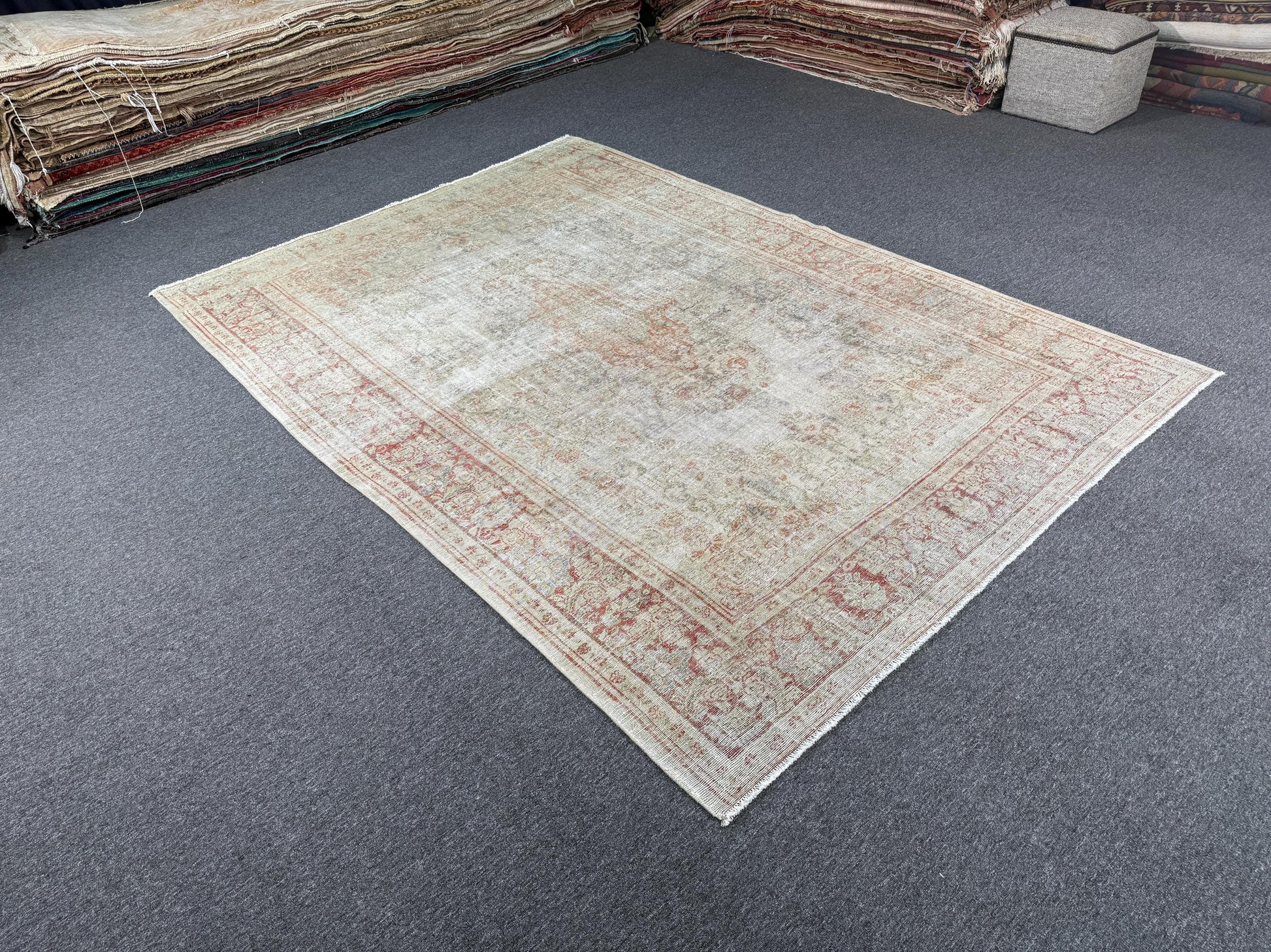 6'9"x10'9" feet Vintage Turkish Anatolian Rug,Beige Color Rug,24