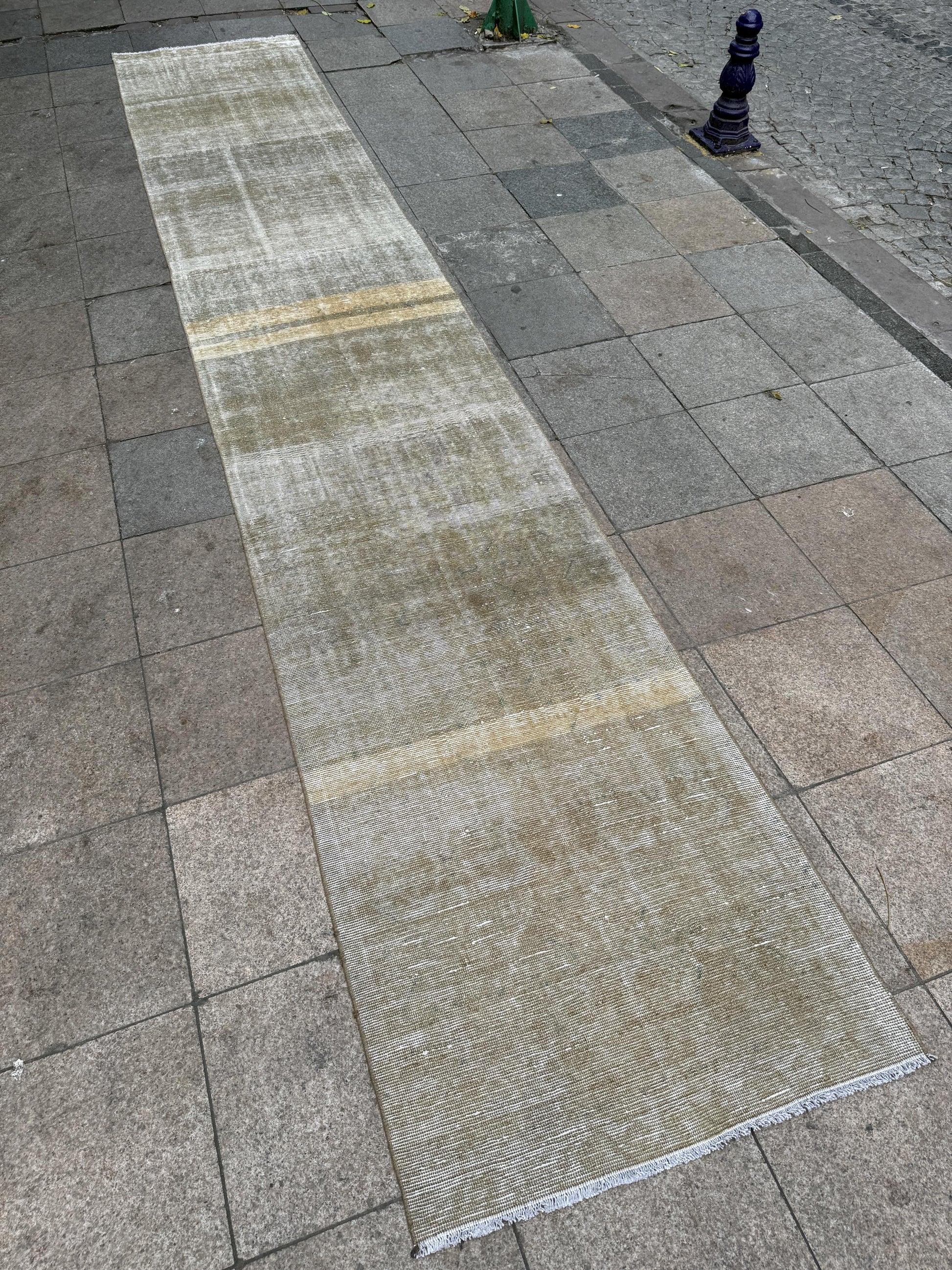 3'x16'5" feet Vintage Anatolian Wool Runner Rug,Beige Color Rug ,136