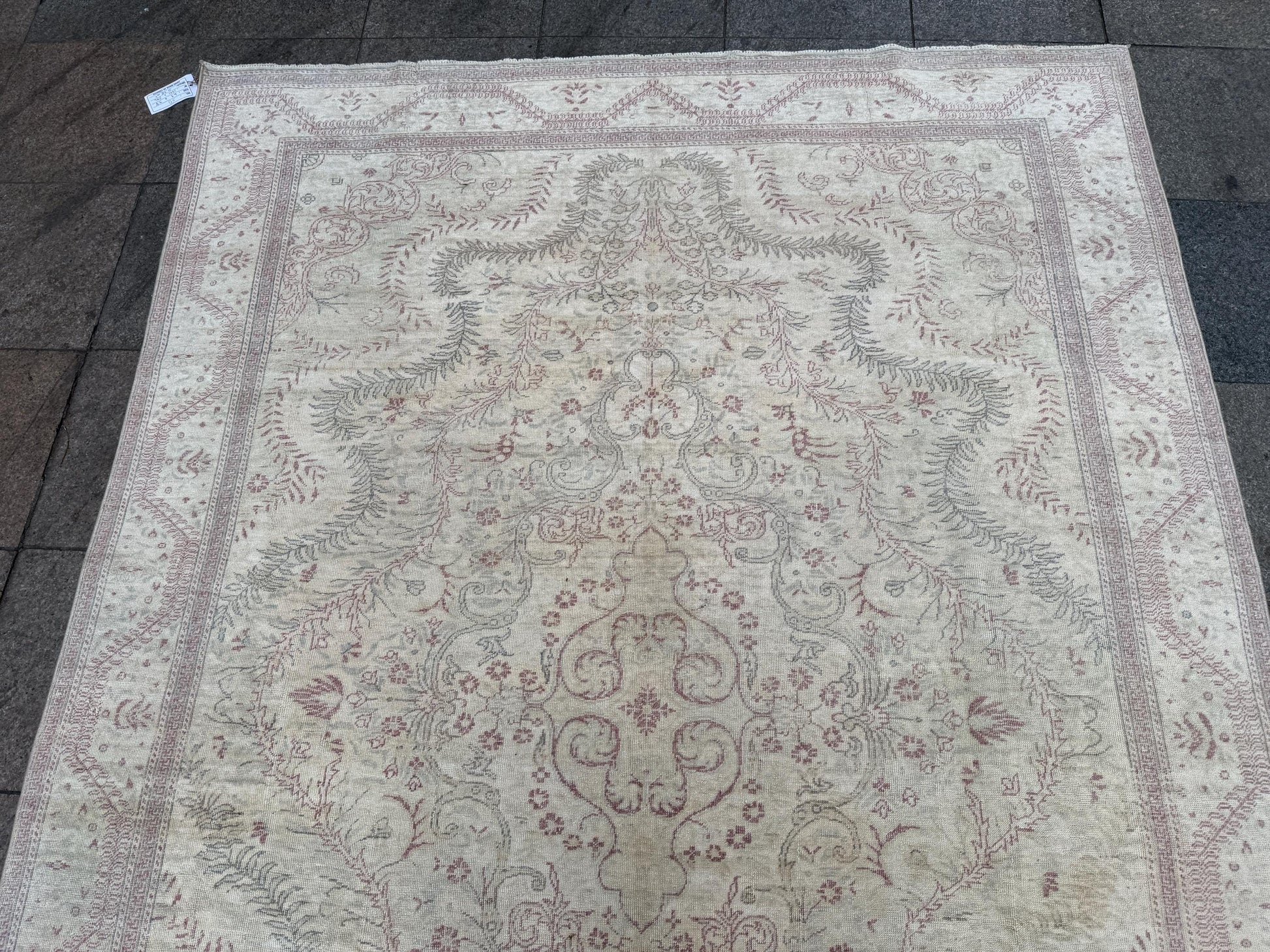 6'3"x9'8" feet Vintage Turkish Anatolian Rug,Beige Floral Rug,50