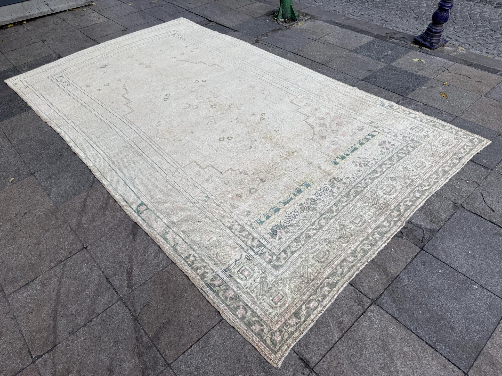 6'7"x11'2" feet Vintage Turkish Anatolian Rug,Beige Color Floral Rug,361