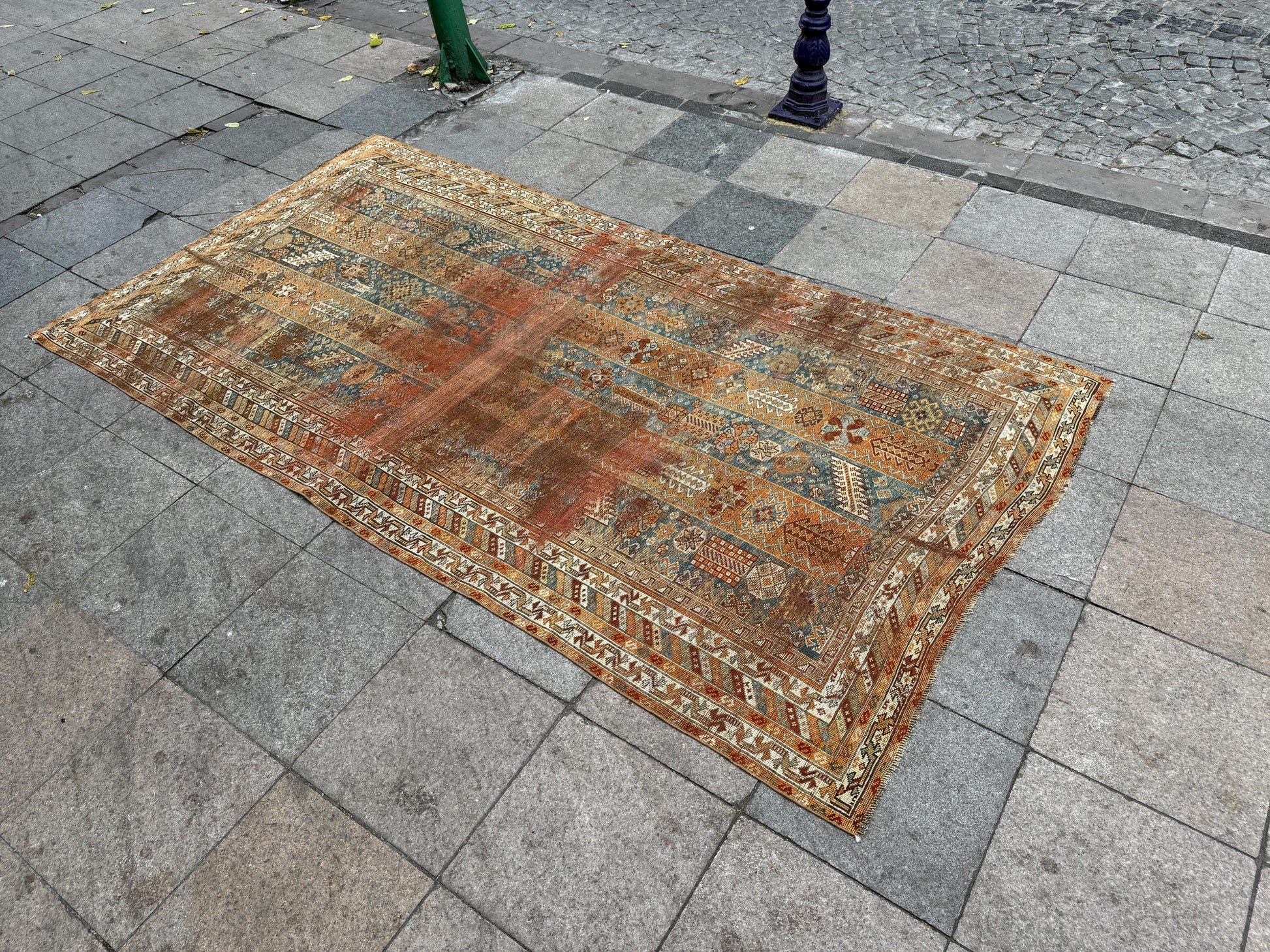 5'1"x9'2" feet Vintage Turkish Anatolian Rug,Brick Color Floral Rug,7026