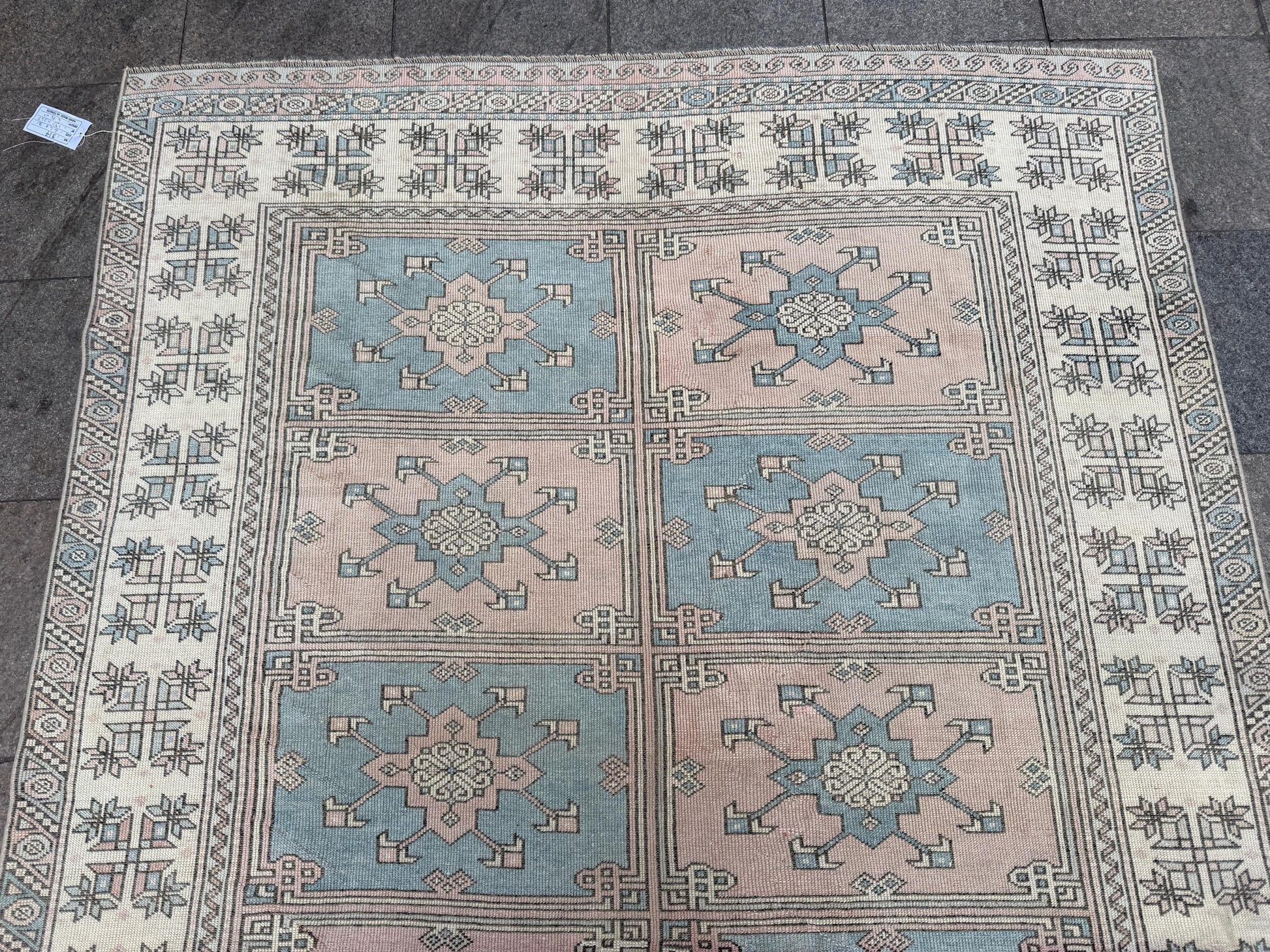 6'4"x8'1" feet Vintage Turkish Anatolian Rug,Pink and Blue Rug,914