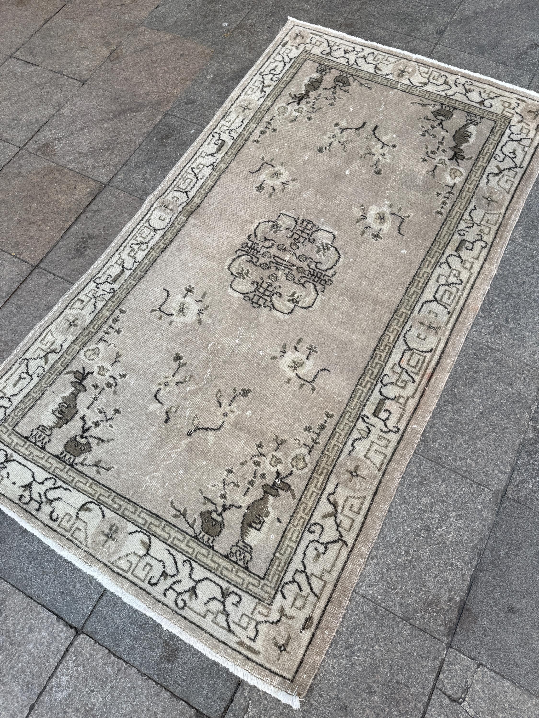 4'x7'1" feet Vintage Turkish Anatolian Rug,Gray Color Rug,466