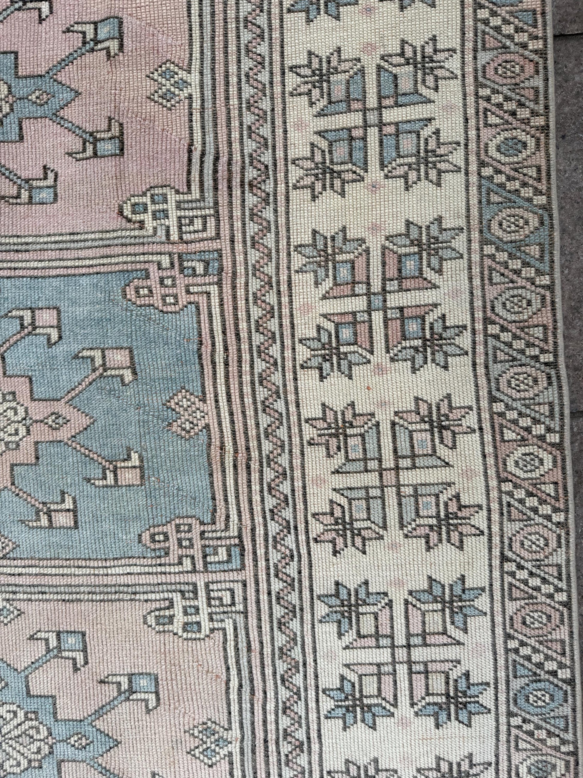 6'4"x8'1" feet Vintage Turkish Anatolian Rug,Pink and Blue Rug,914