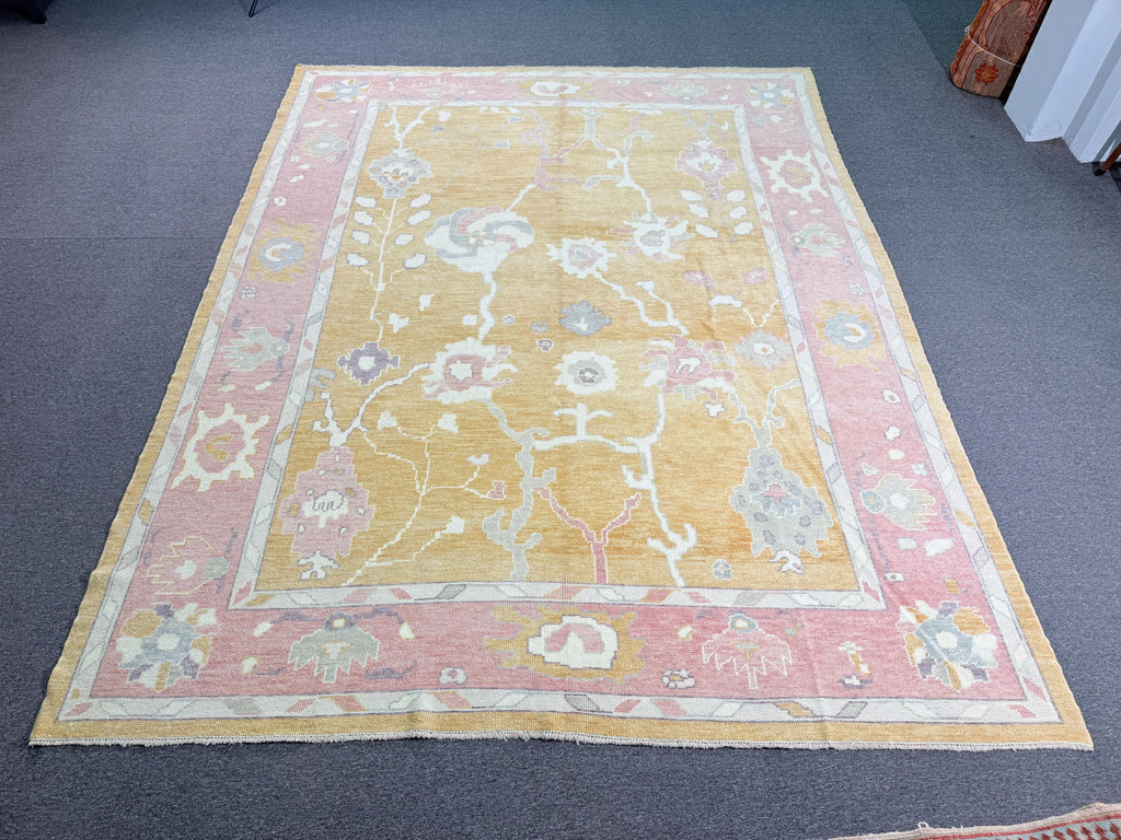 9'5"x12' feet Turkish Oushak Rug,Yellow Color Rug,069