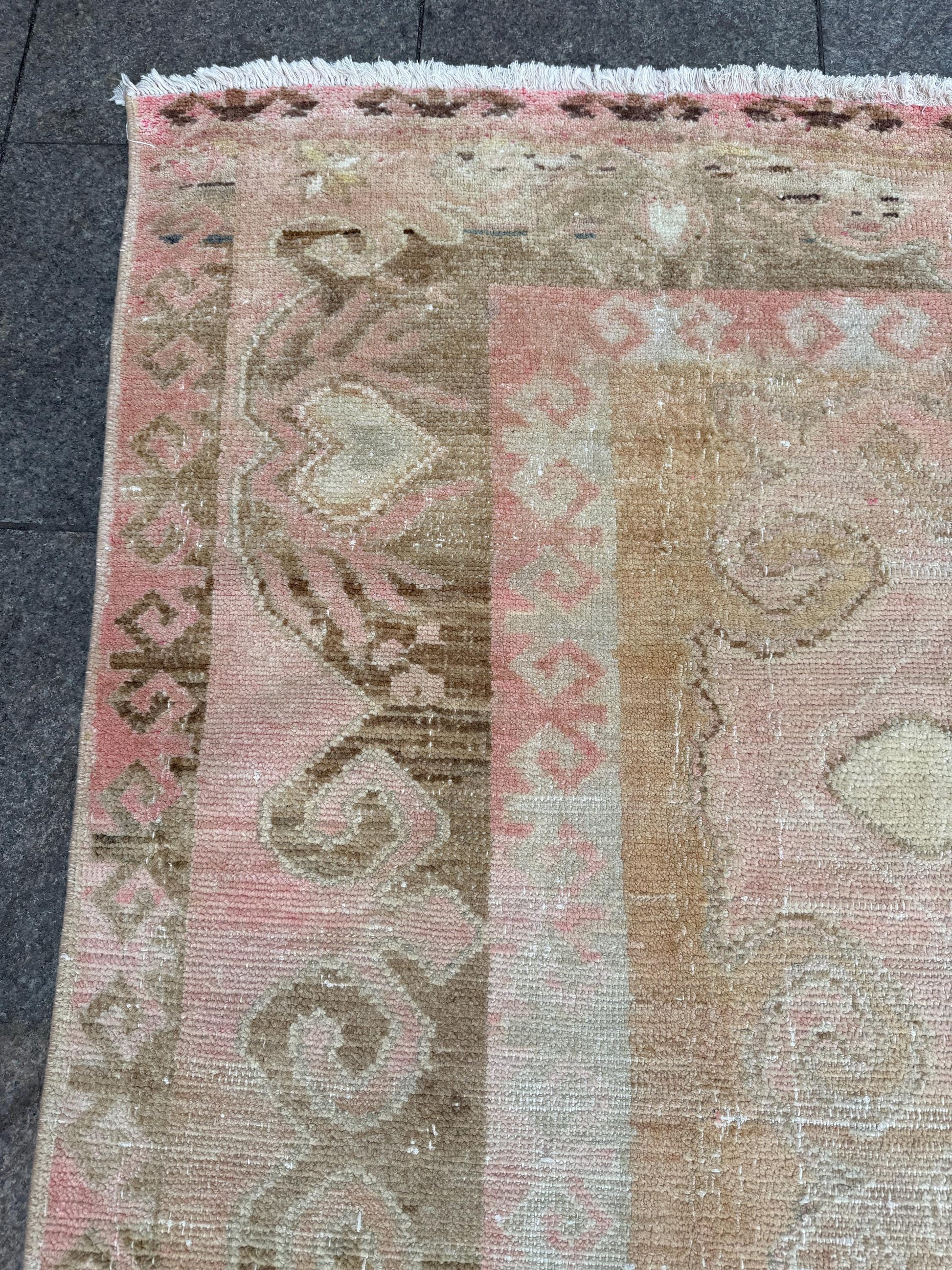 6'5"x10'3" feet Vintage Turkish Anatolian Rug,Orange Color Geometric Rug,92