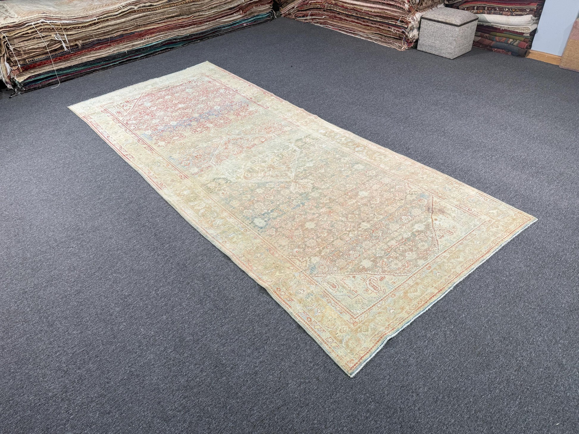 5'2"x12'3" feet Vintage Turkish Anatolian Rug,Blue Color Rug,013