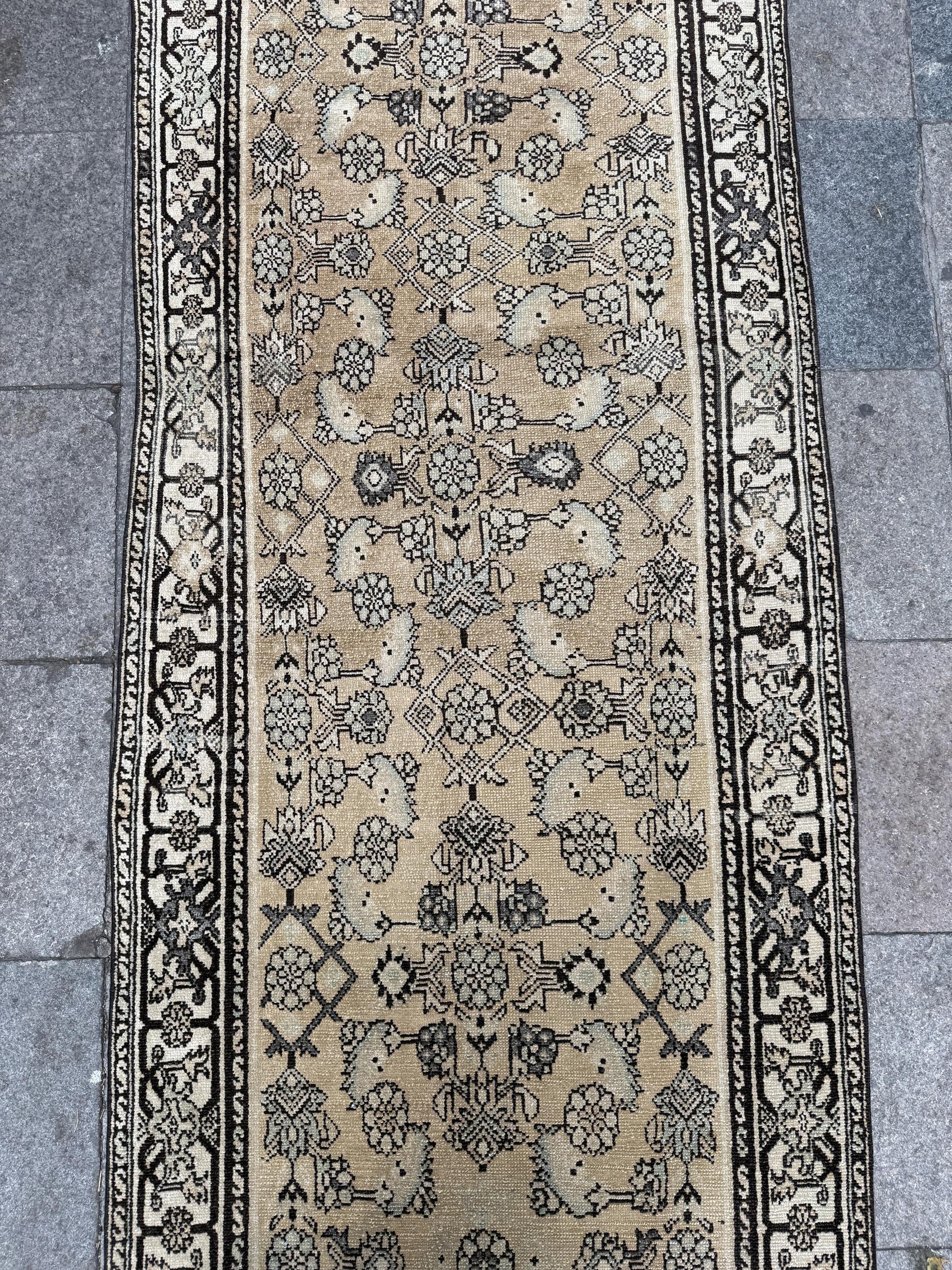 3'5"x16'5" feet Vintage Anatolian Wool Runner Rug,Beige Color Rug ,42