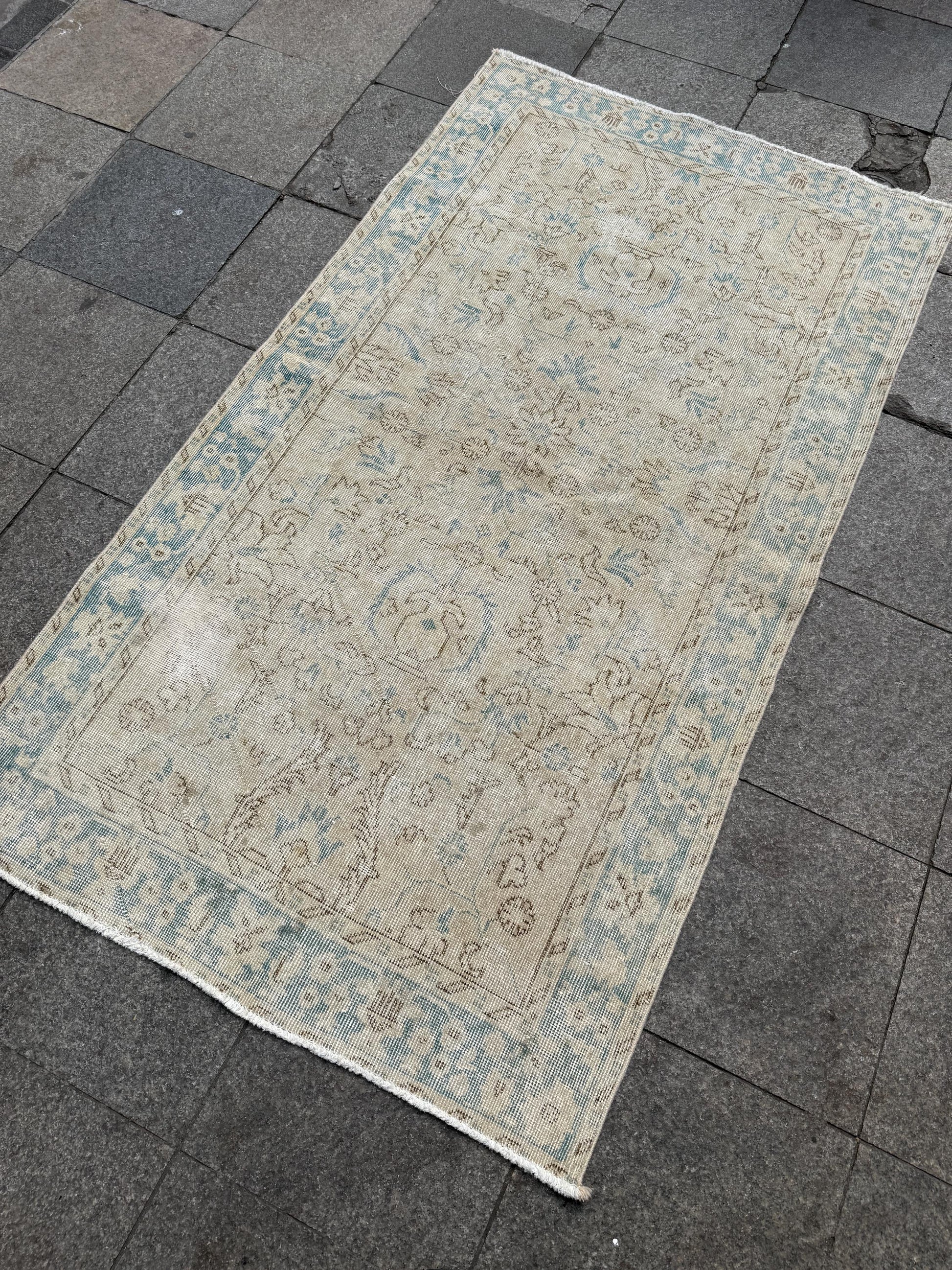 3'8"x6'8" feet Vintage Turkish Anatolian Rug,beige Floral Rug,344