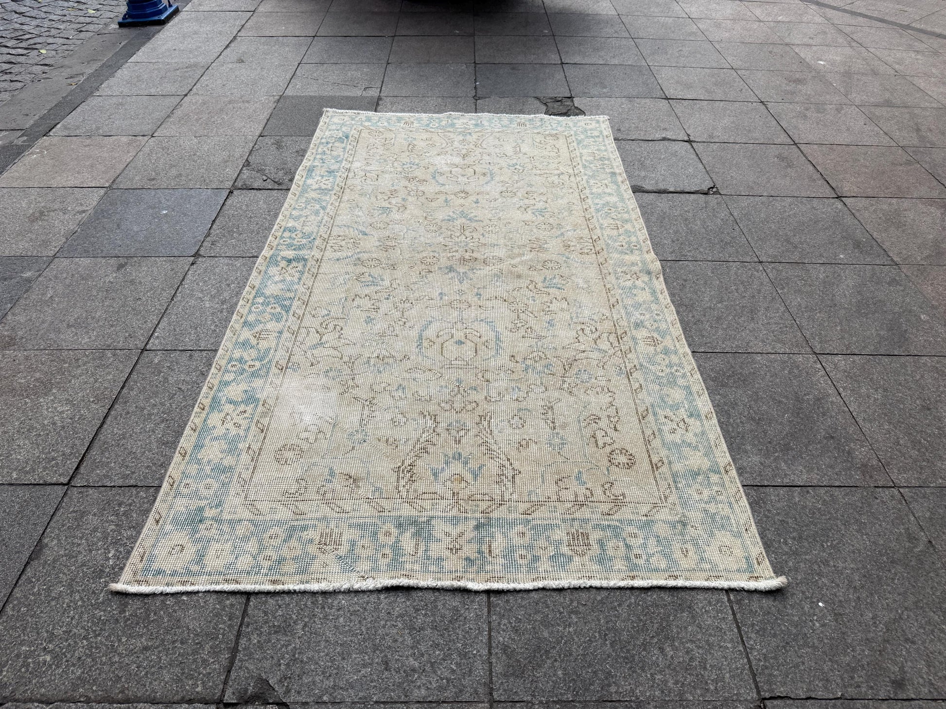3'8"x6'8" feet Vintage Turkish Anatolian Rug,beige Floral Rug,344