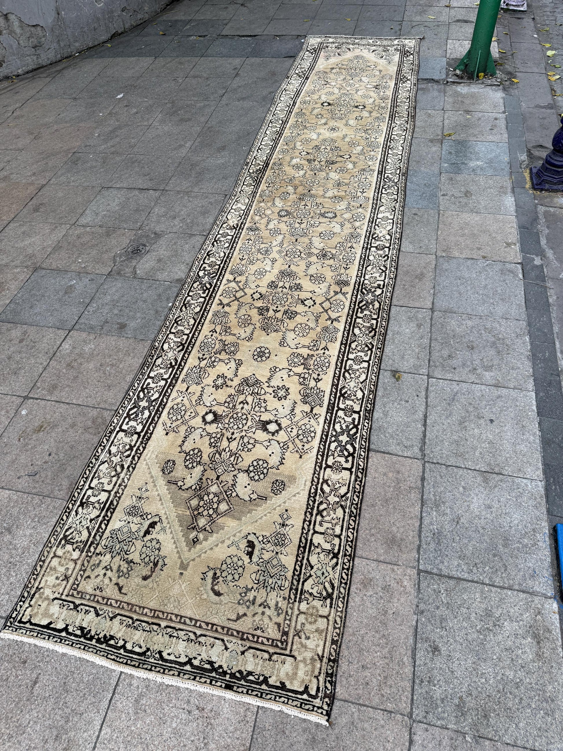 3'5"x16'5" feet Vintage Anatolian Wool Runner Rug,Beige Color Rug ,42