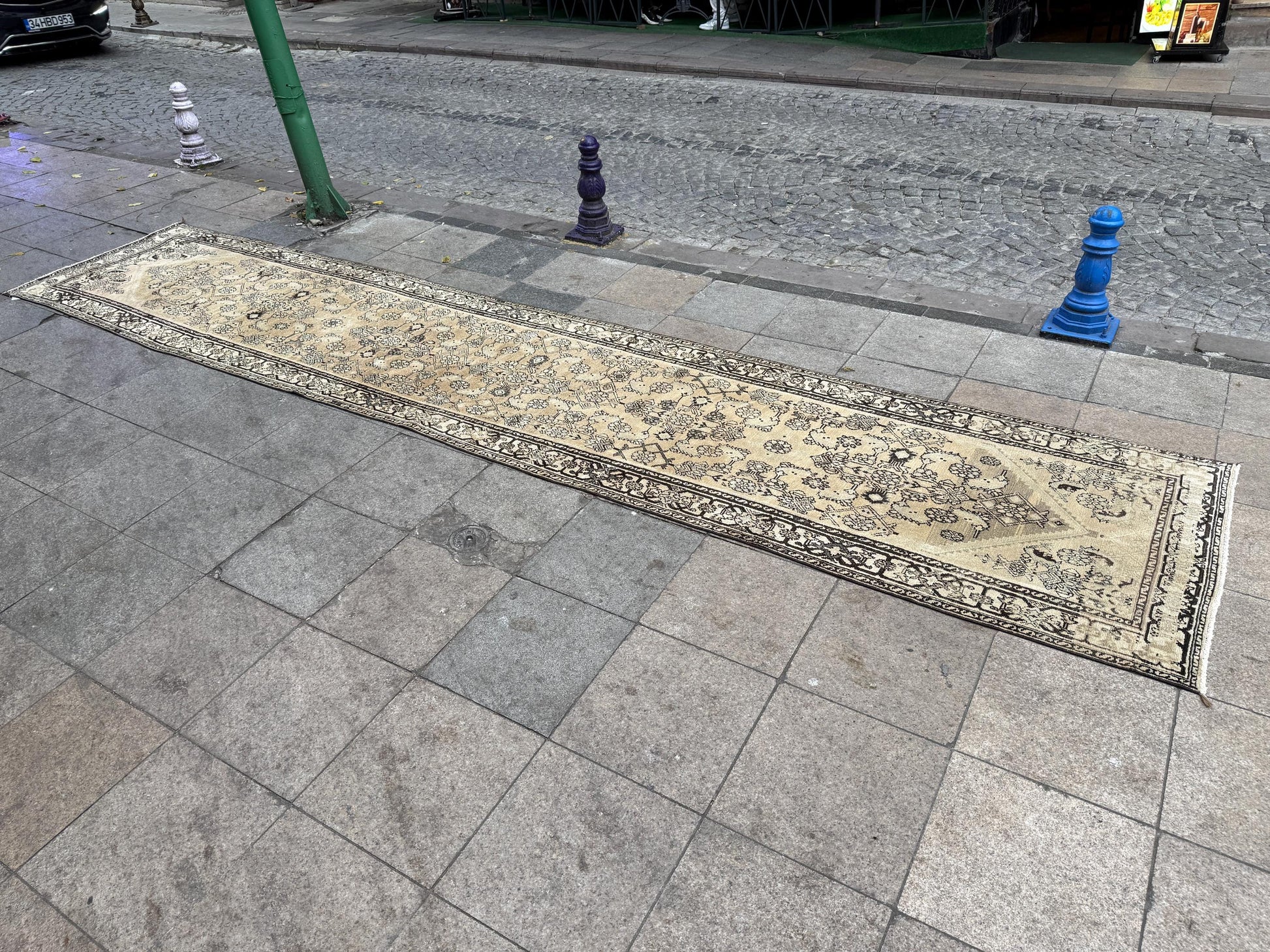 3'5"x16'5" feet Vintage Anatolian Wool Runner Rug,Beige Color Rug ,42