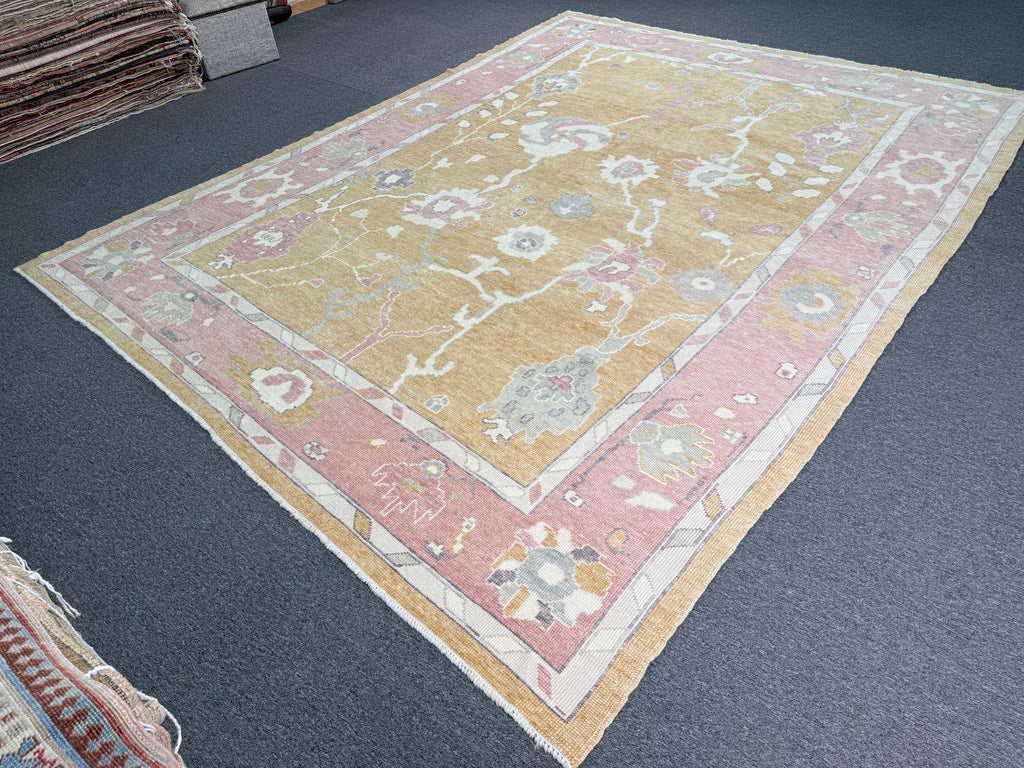 9'2"x12' feet Turkish Oushak Rug,Yellow Color Rug,070