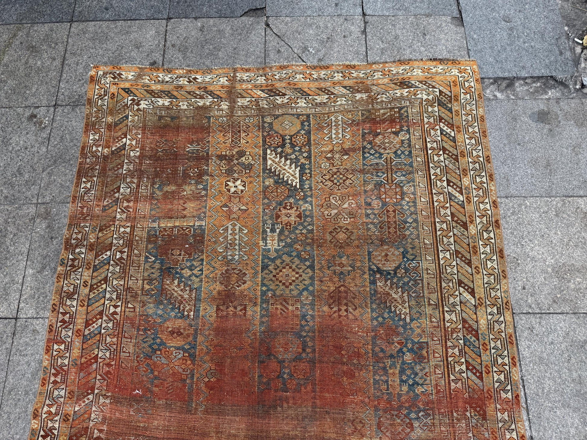 5'1"x9'2" feet Vintage Turkish Anatolian Rug,Brick Color Floral Rug,7026