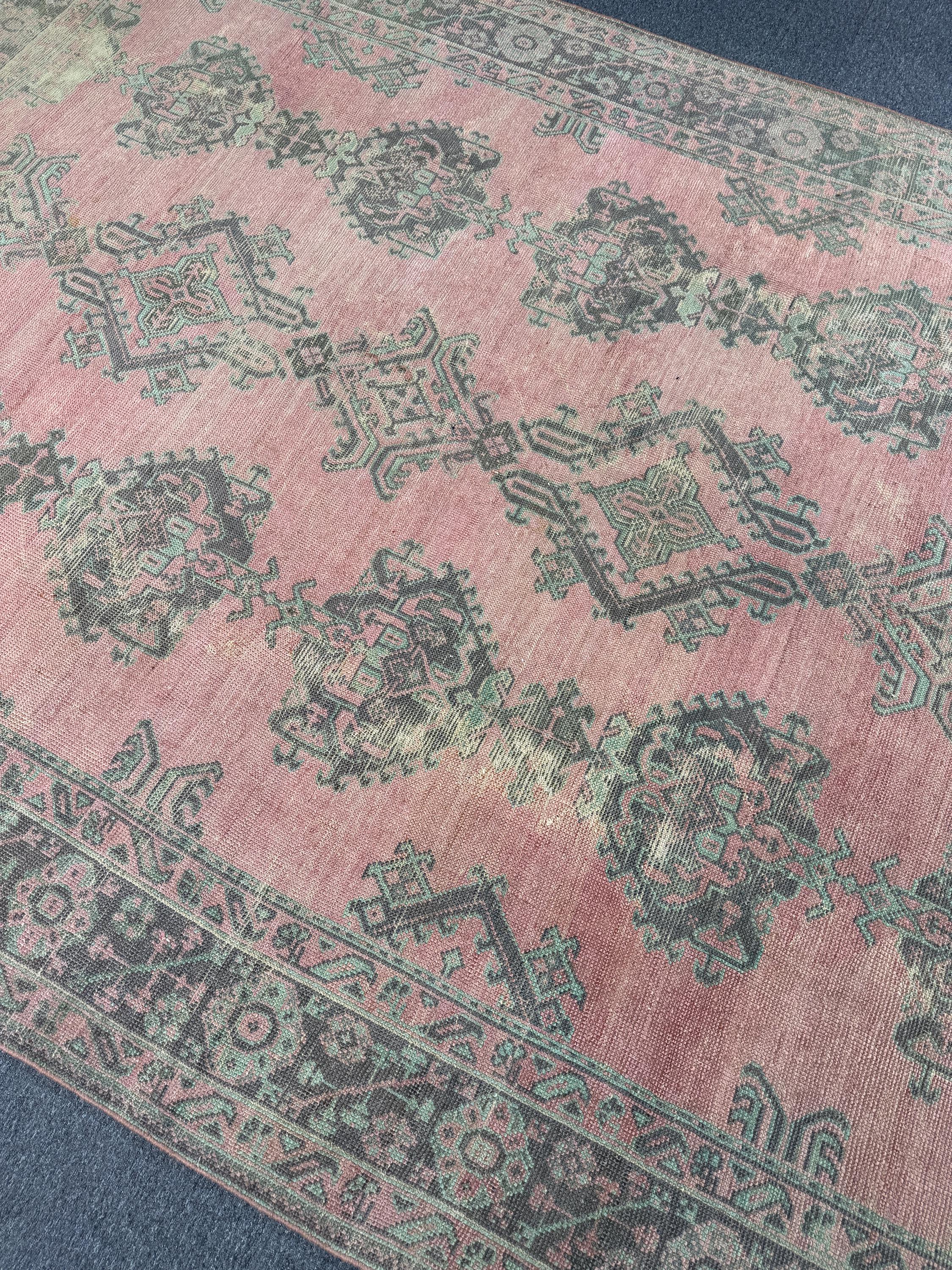 9x11'2 feet Vintage Turkish Anatolian Rug,Pink Color Rug,119