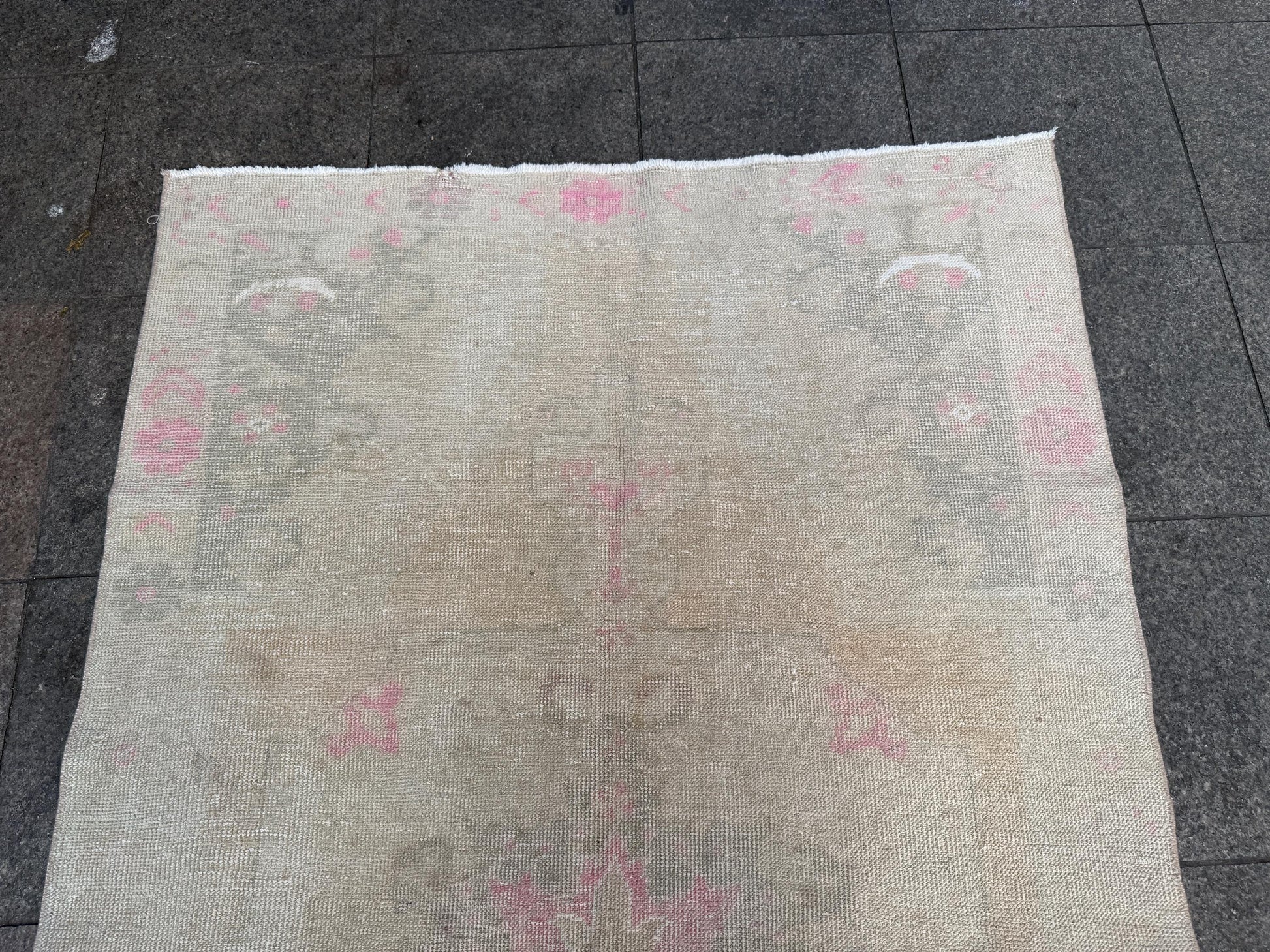 4'3"x7'3" feet Vintage Turkish Anatolian Rug,Beige Color Rug,407