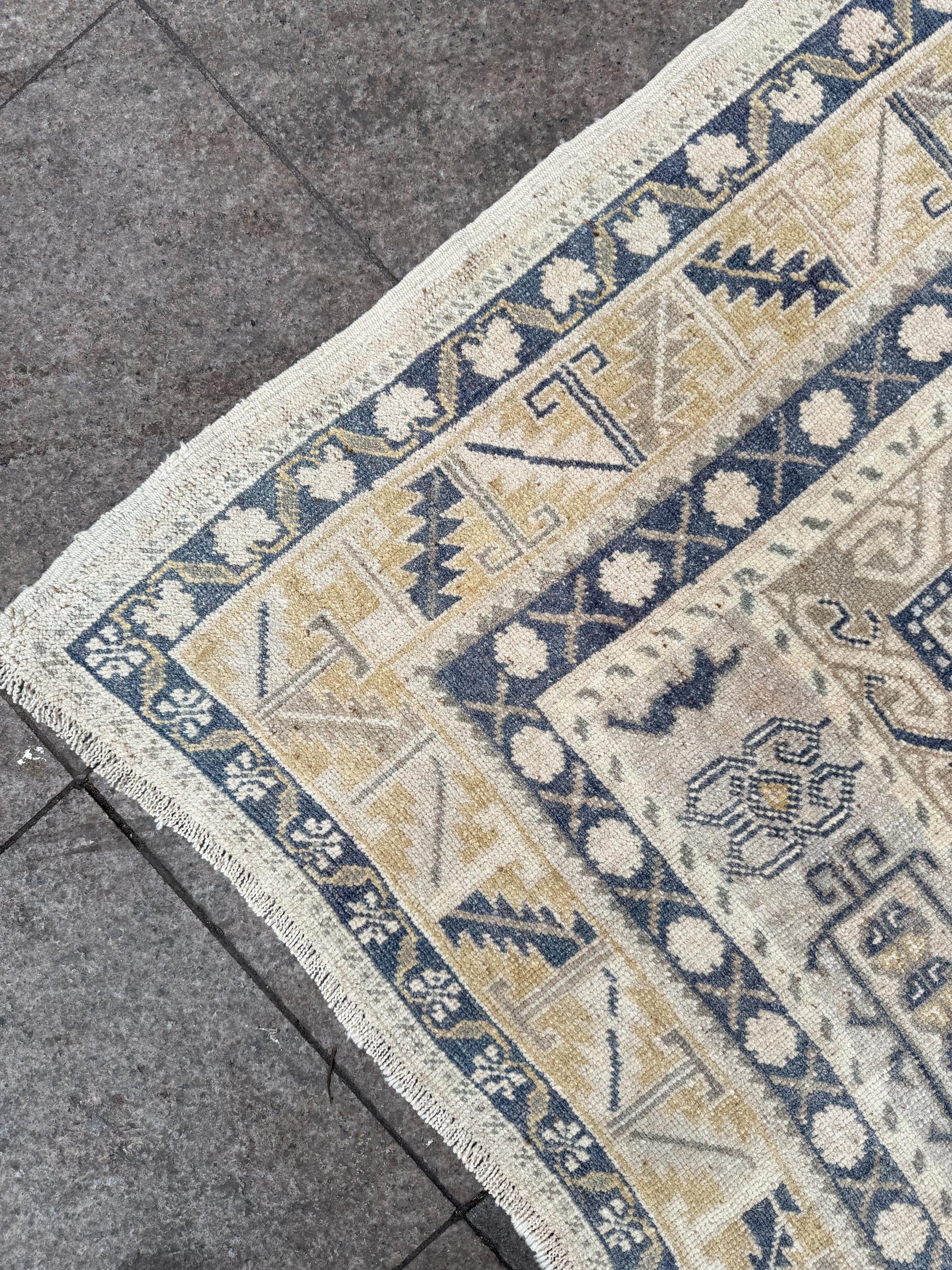 6'3"x10'5" feet Vintage Turkish Anatolian Rug,Blue Geometric Rug,89