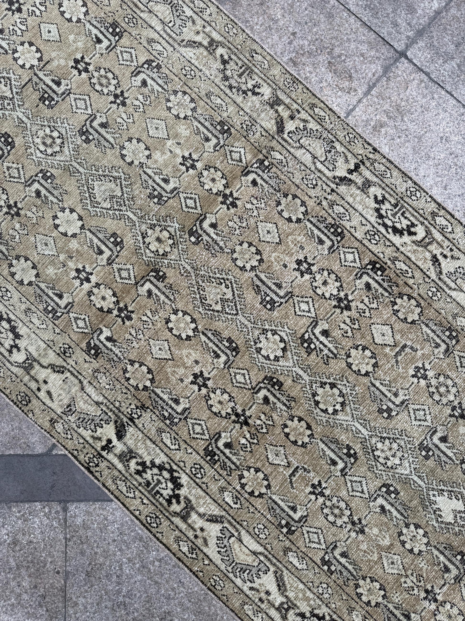 3'4"x13'1" feet Vintage Anatolian Wool Runner Rug,Natural Color Rug ,44