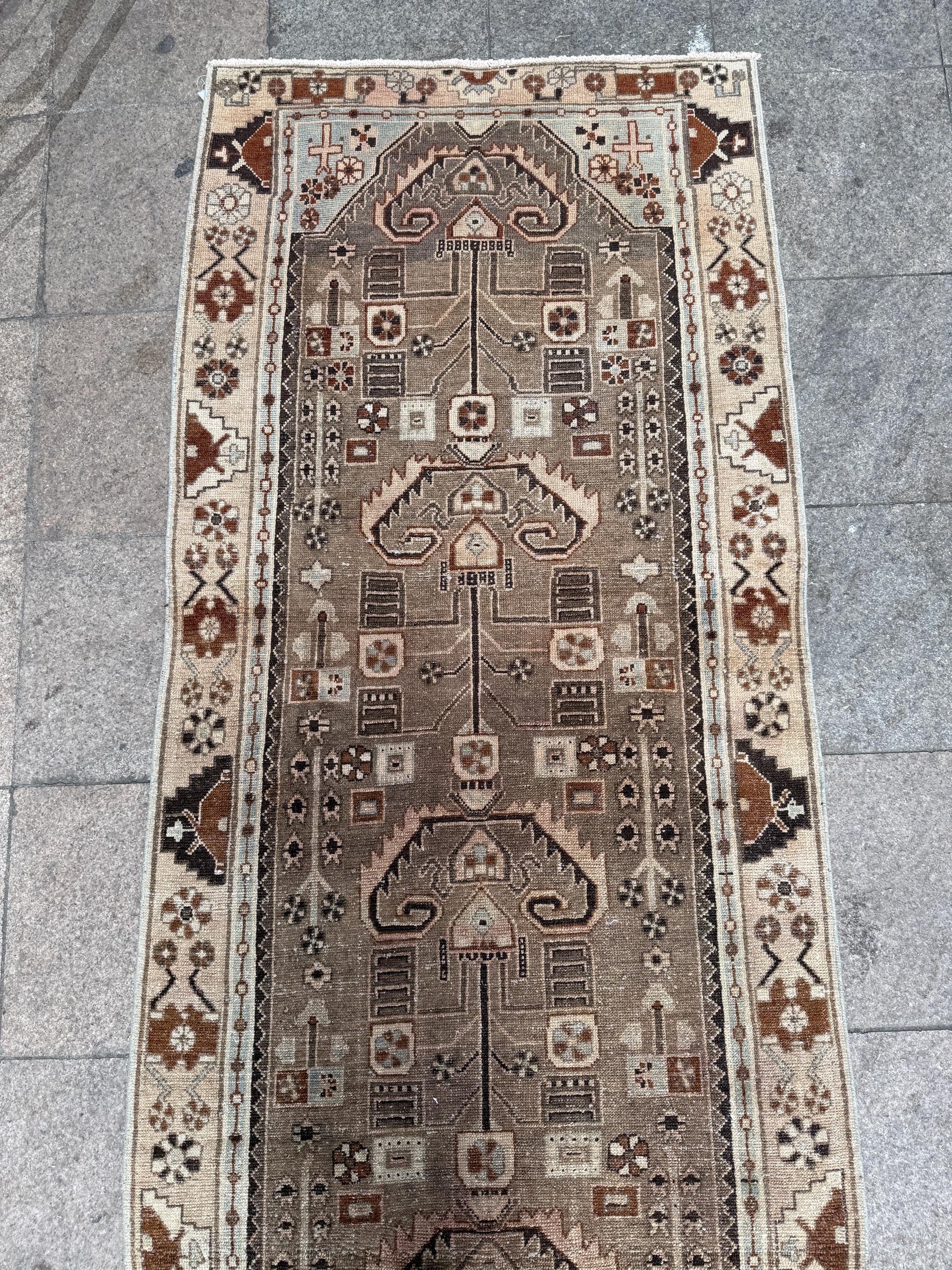 3'6"x16'2" feet Vintage Anatolian Wool Runner Rug,Natural Color Rug ,04